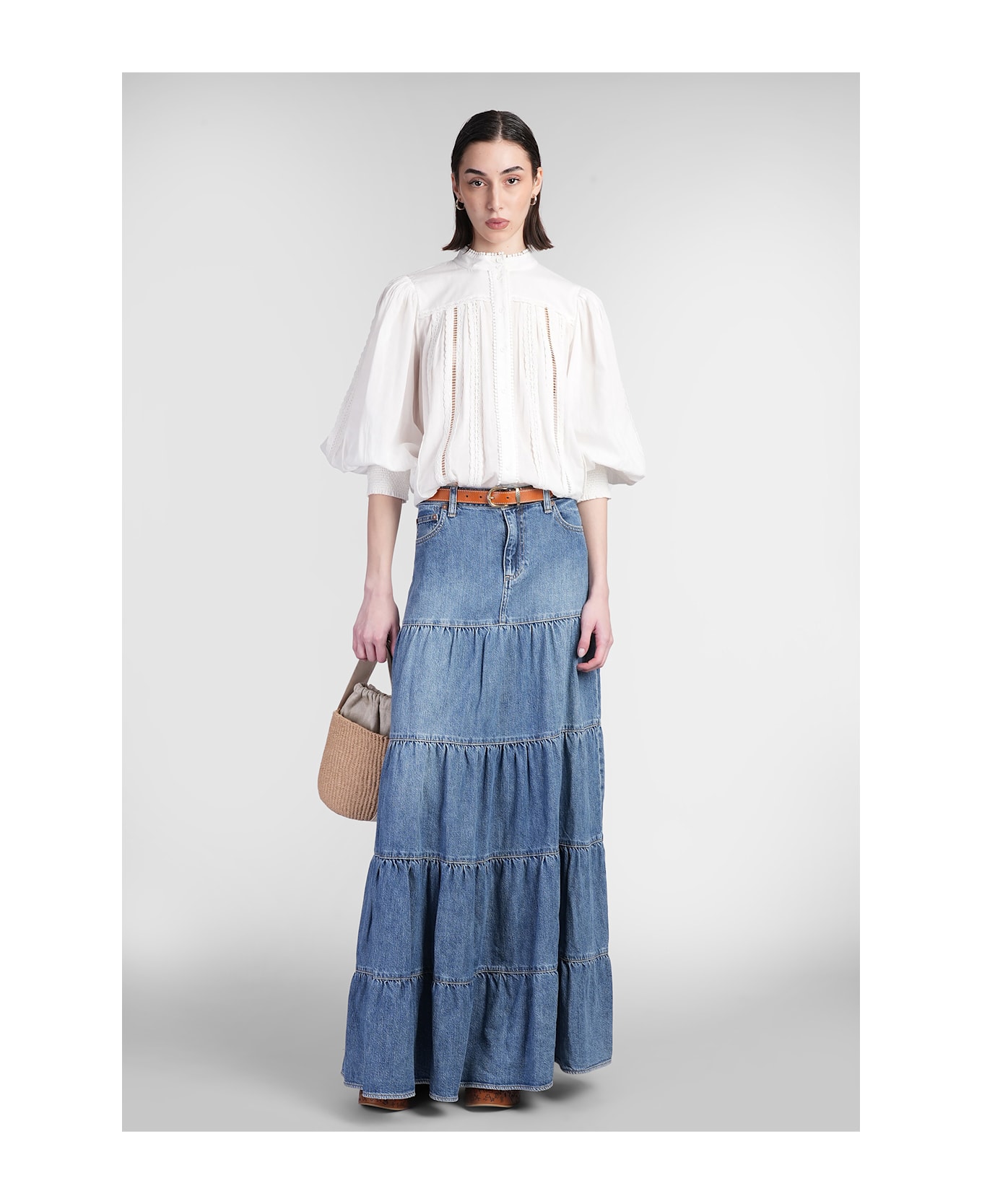 Alice + Olivia Mindy Skirt In Blue Cotton - blue