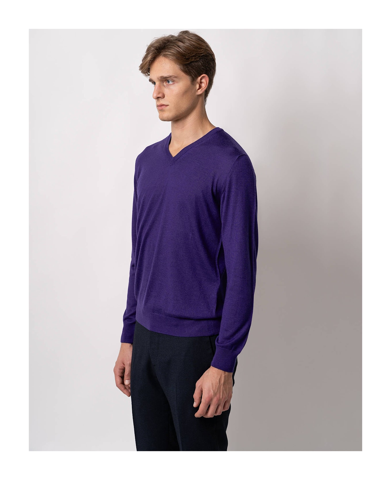 Larusmiani V-neck Sweater Pullman Sweater - Purple