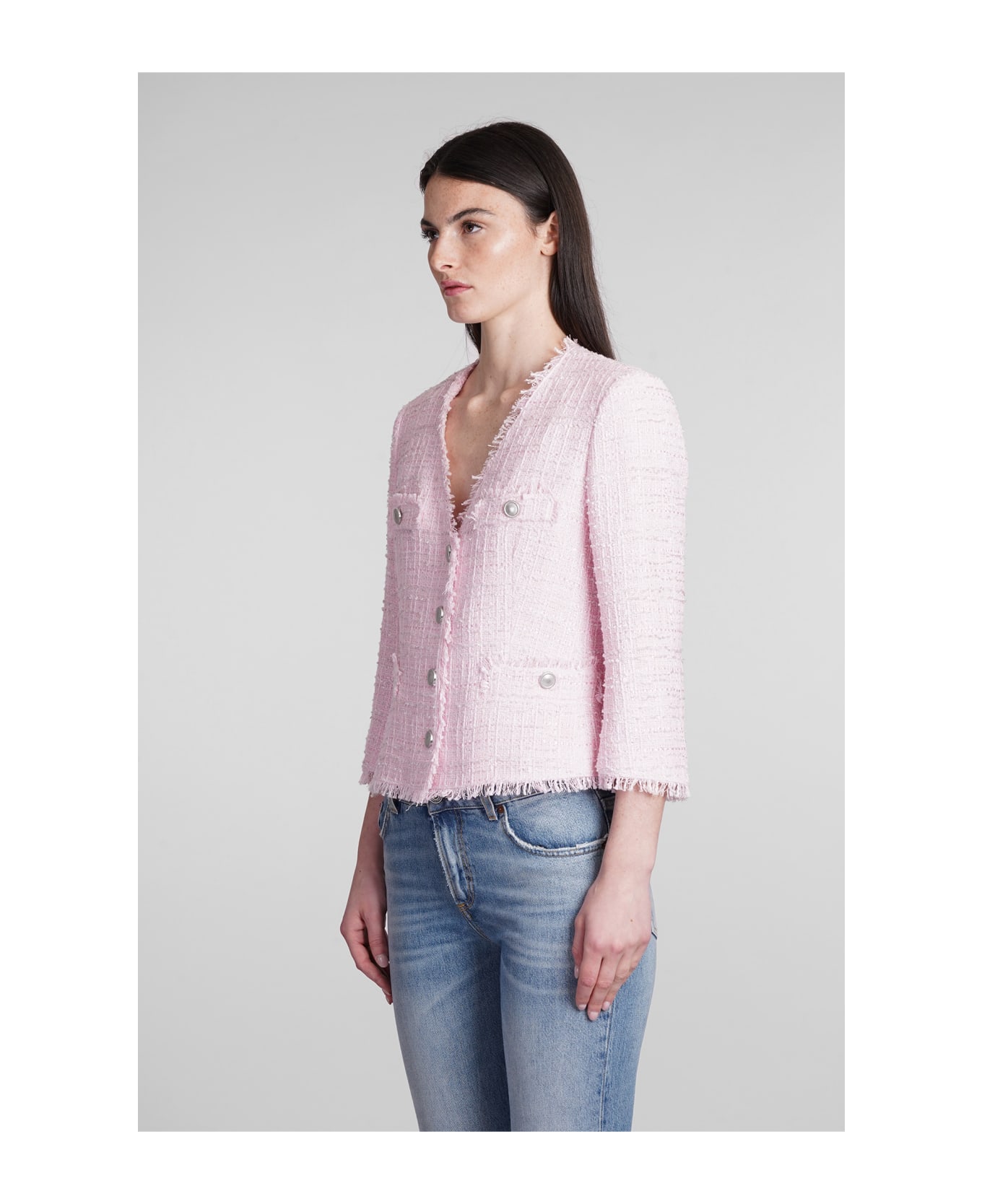 Tagliatore 0205 Dharma Casual Jacket In Rose-pink Cotton - rose-pink