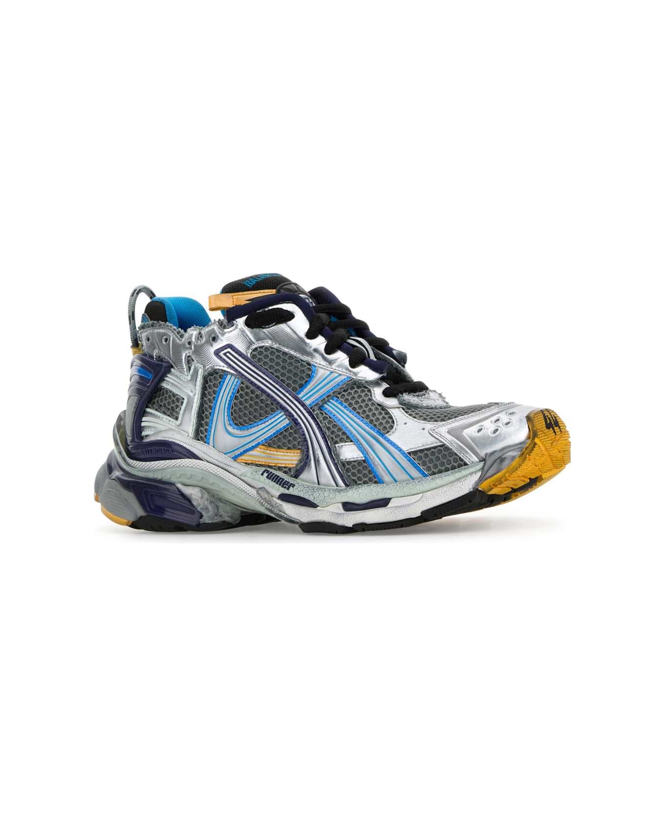 Balenciaga Multicolor Mesh And Rubber Runner Sneakers - GREY/BLU/ORANGE/ACQ