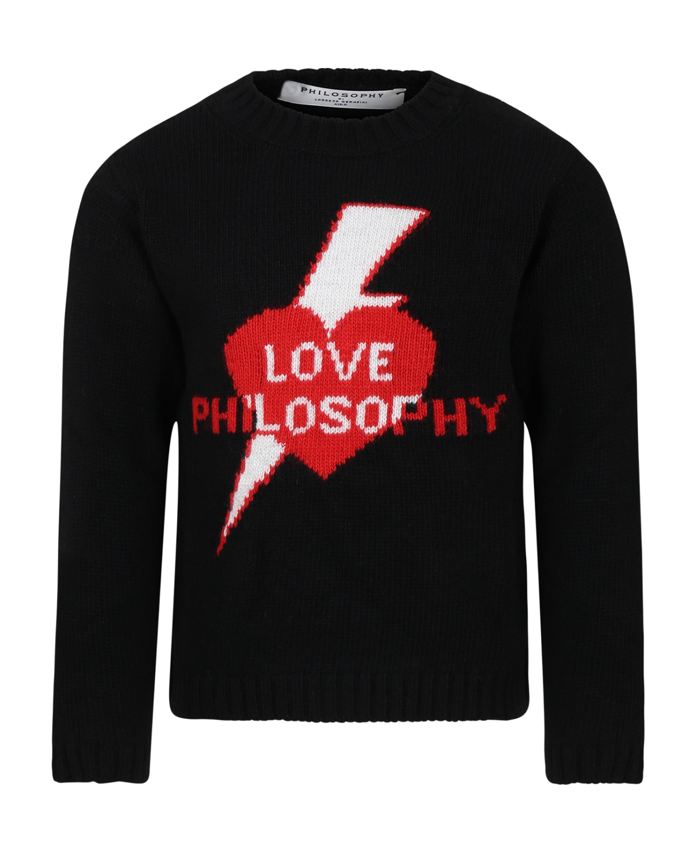 Philosophy di Lorenzo Serafini Kids Black Sweater For Girl With Logo - Black