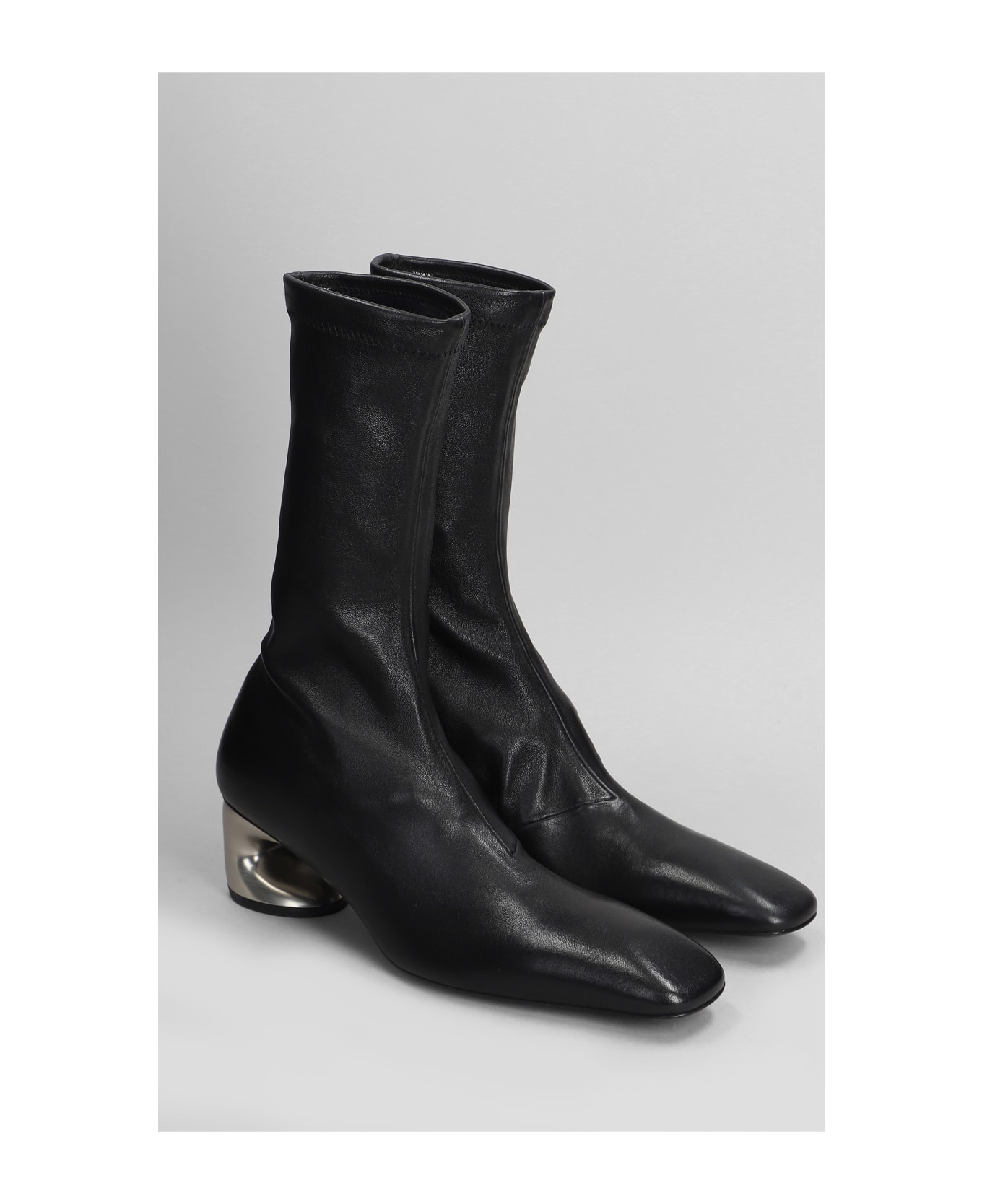 Jil Sander Low Heels Ankle Boots In Black Leather - black