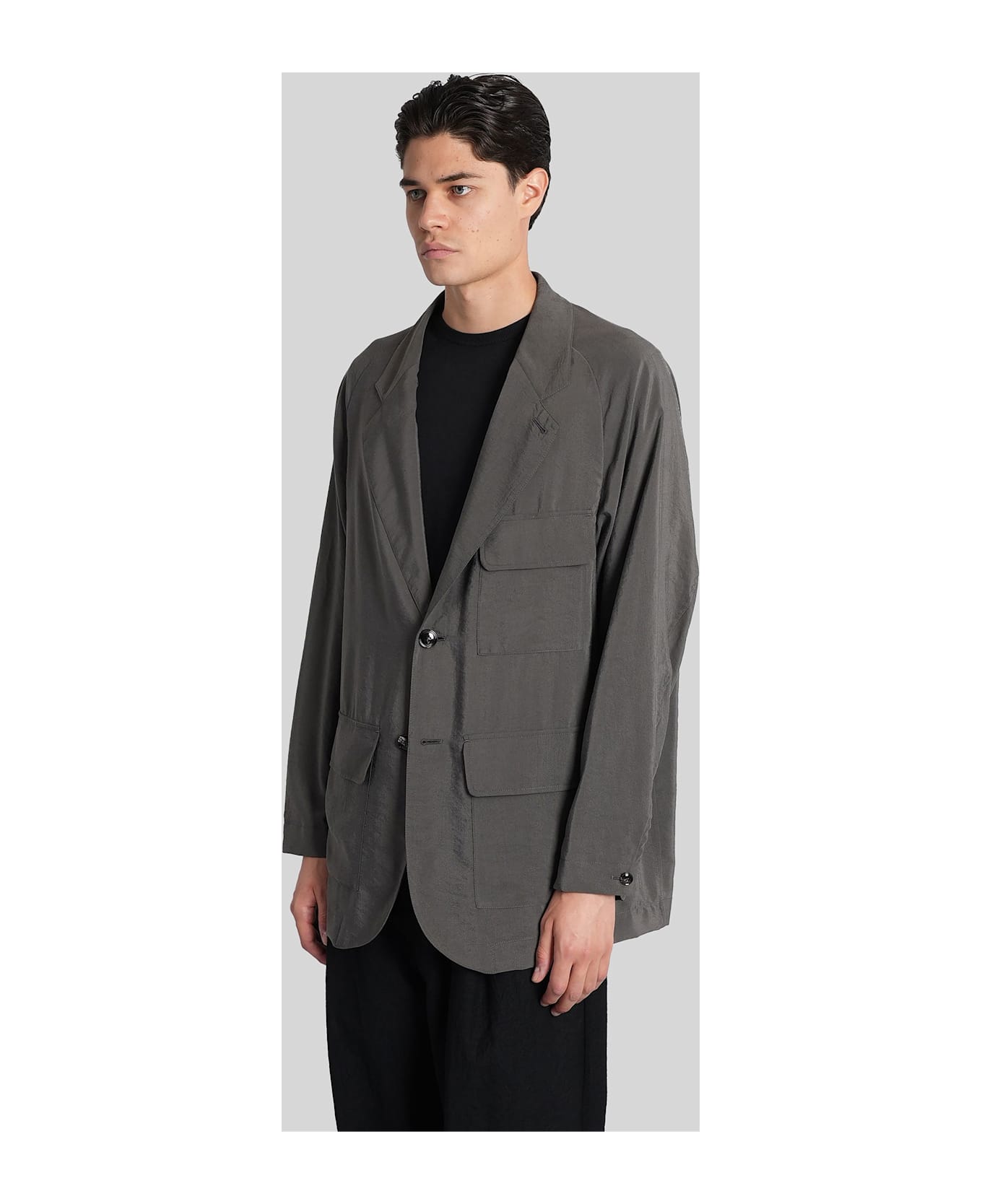 Giorgio Armani Blazer In Khaki Silk - khaki