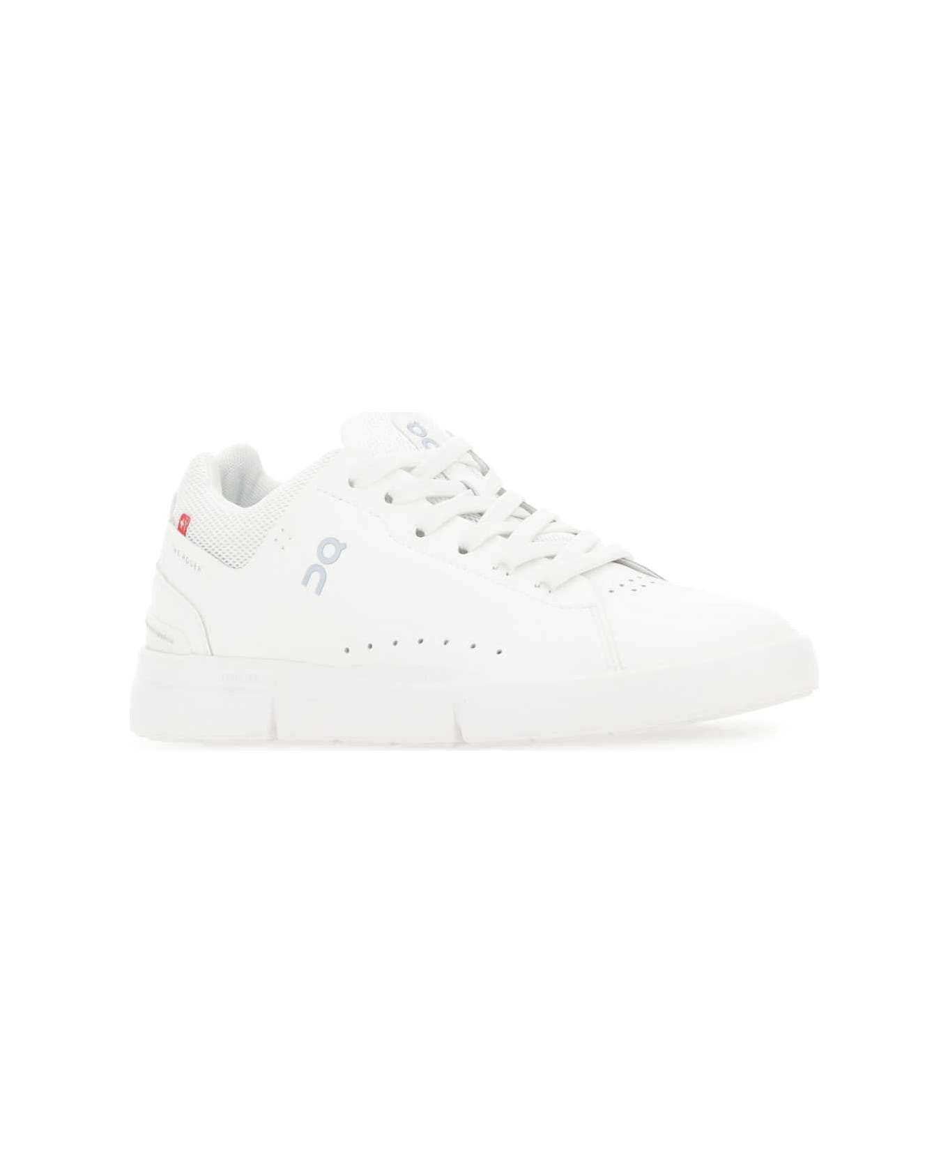 ON White Synthetic Leather And Mesh The Roger Advantage Sneakers - White