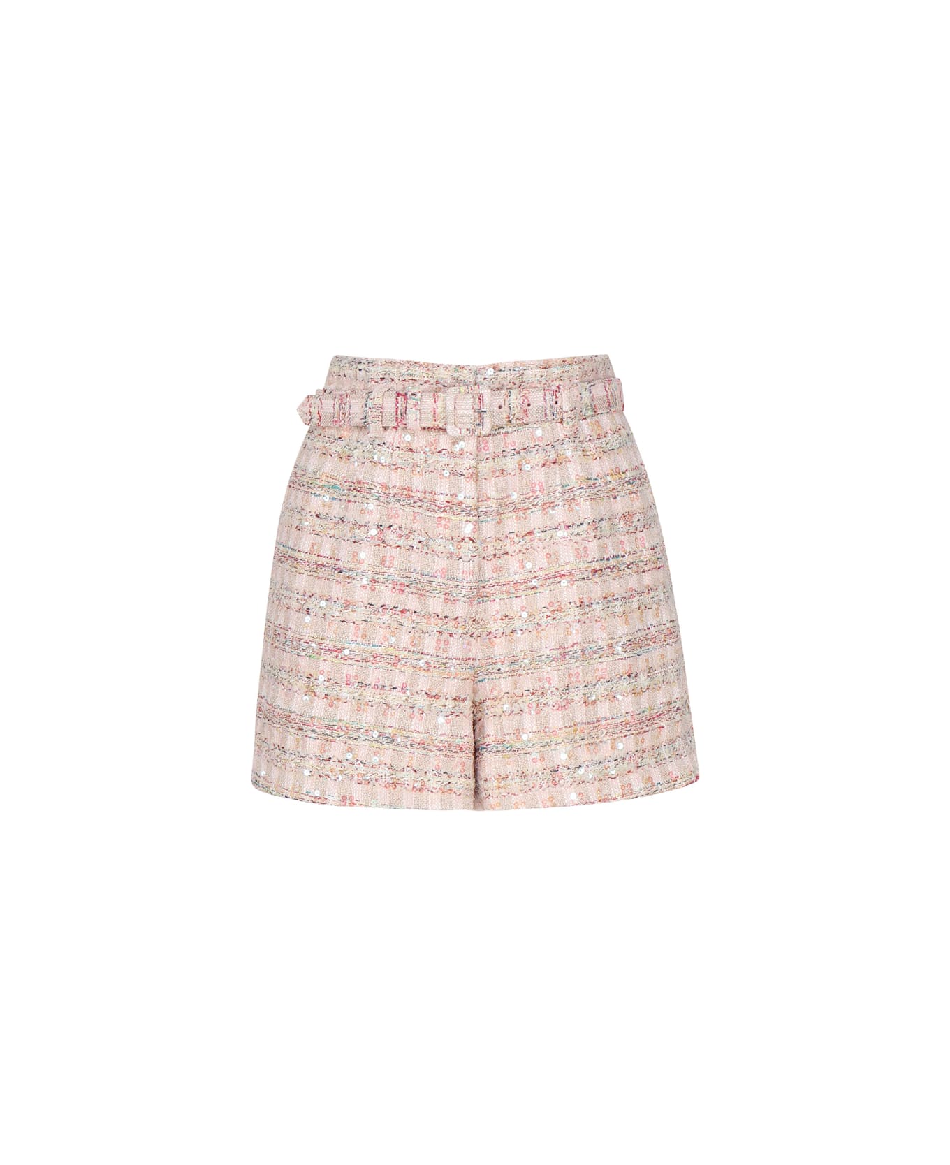 self-portrait Shorts In Bouclé With Sequins - Pink ショートパンツ