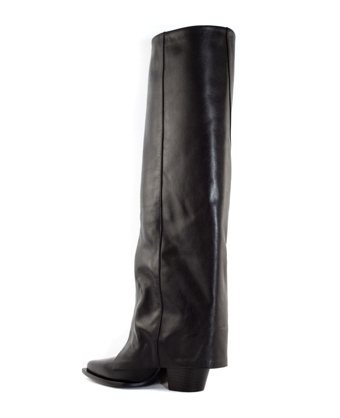 Elena Iachi Black Leather High Boot - Black