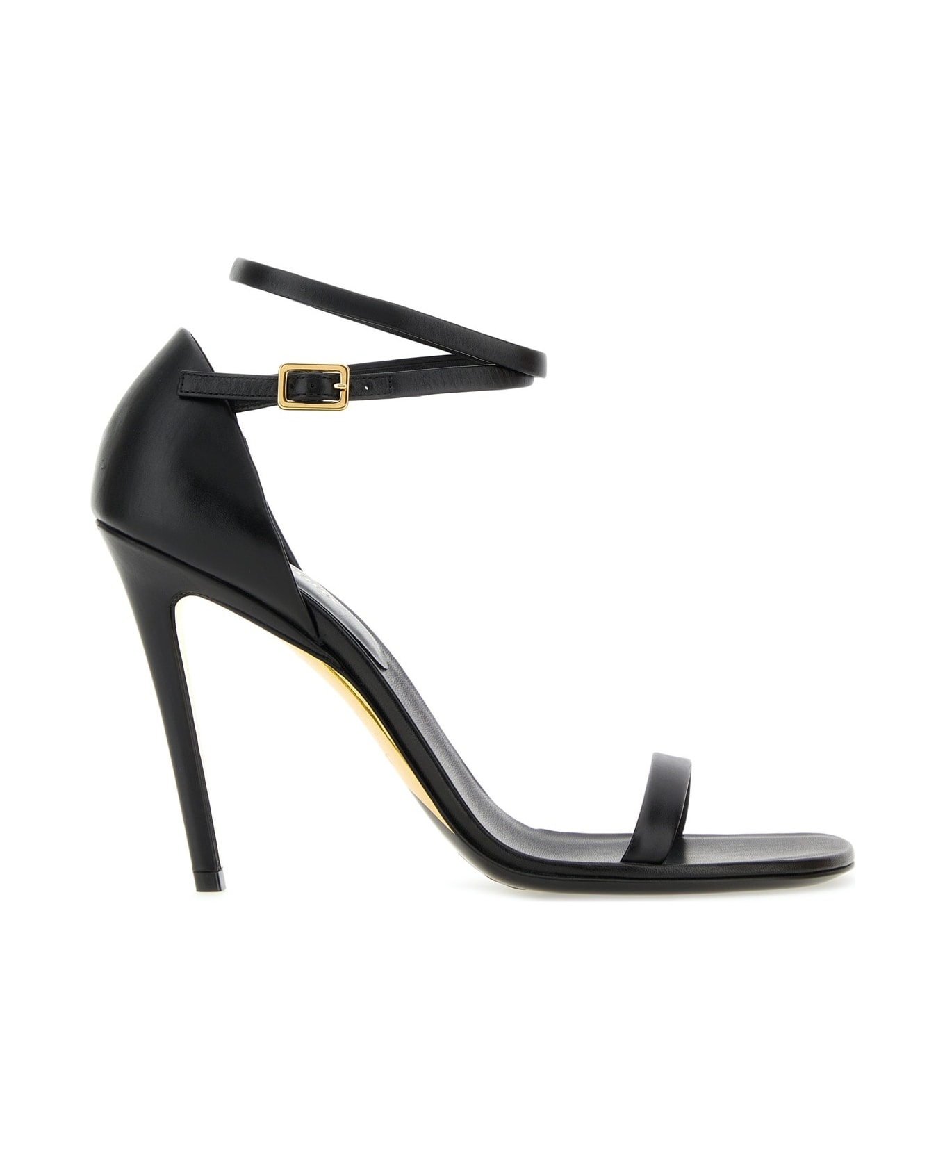 Burberry Black Leather Sandals - BLACK