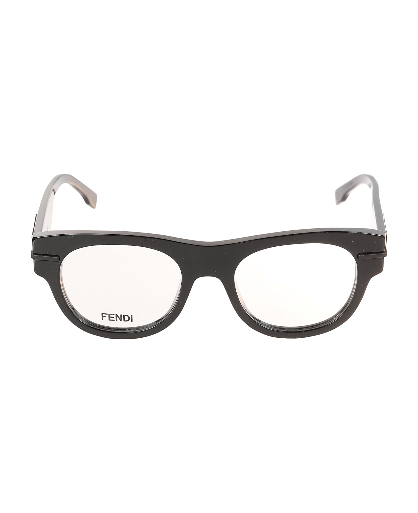Fendi Logo Embossed Glasses - 001 - Black