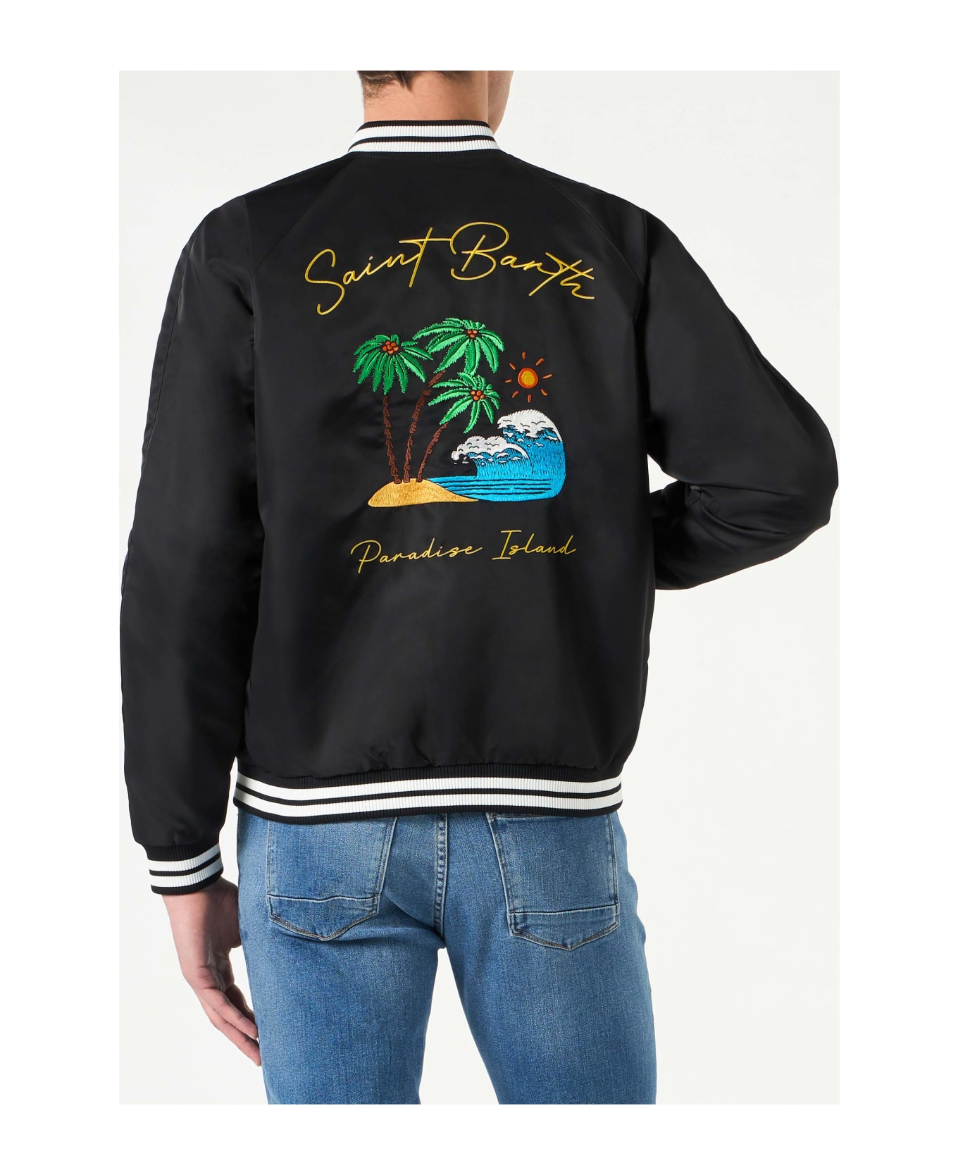 MC2 Saint Barth Man Black Jacket With Saint Barth Island Embroidery - BLACK ジャケット