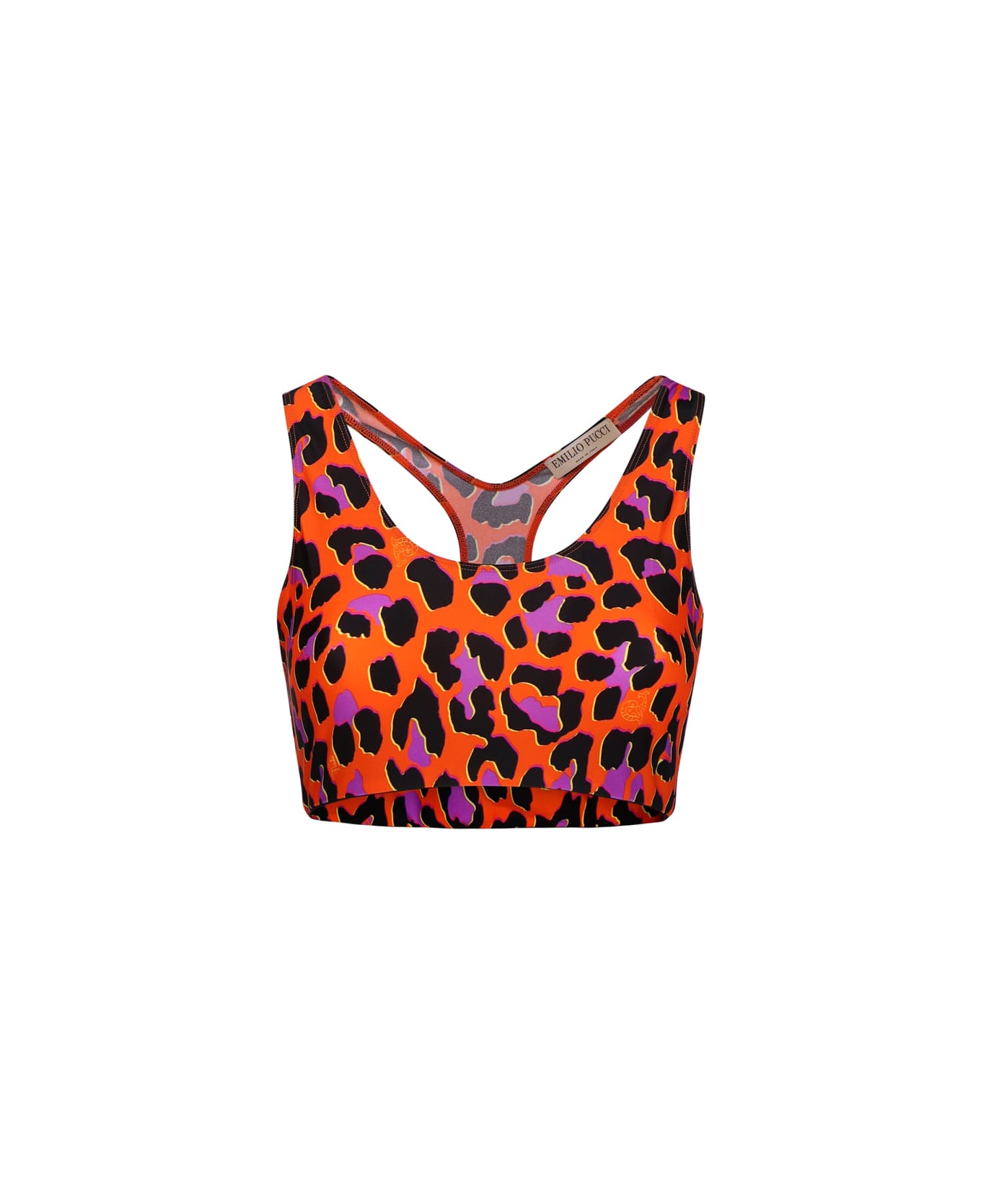 Pucci Leopard Print Crop Top - Arancio トップス