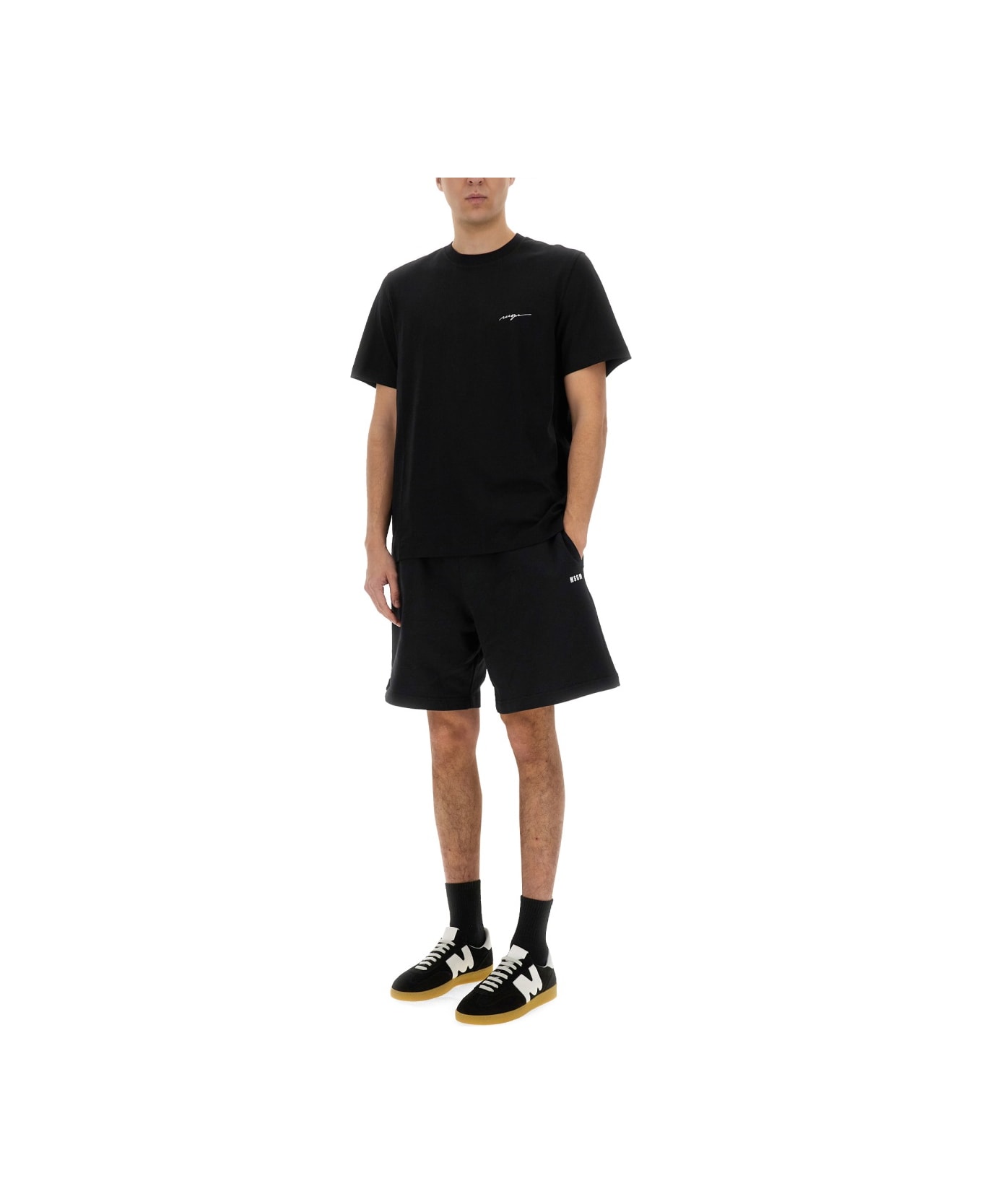 MSGM Cotton T-shirt - BLACK