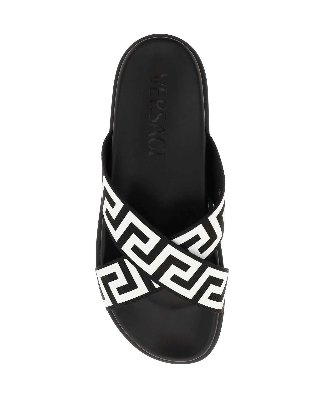 Versace Black/white 'greca' Sandal - Black White