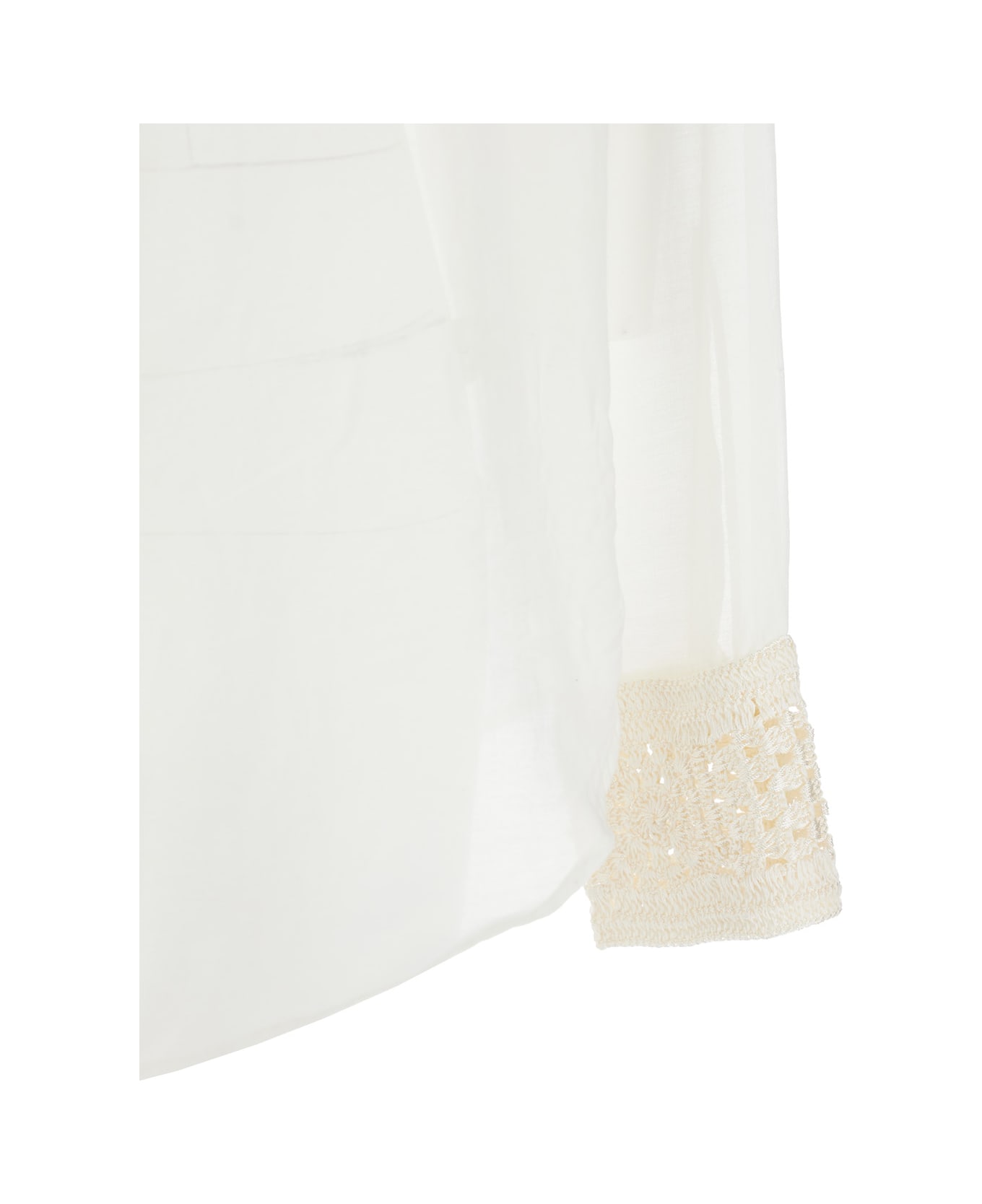 Forte_Forte White Shirt With Pearls Details In Cotton And Silk Woman - White シャツ