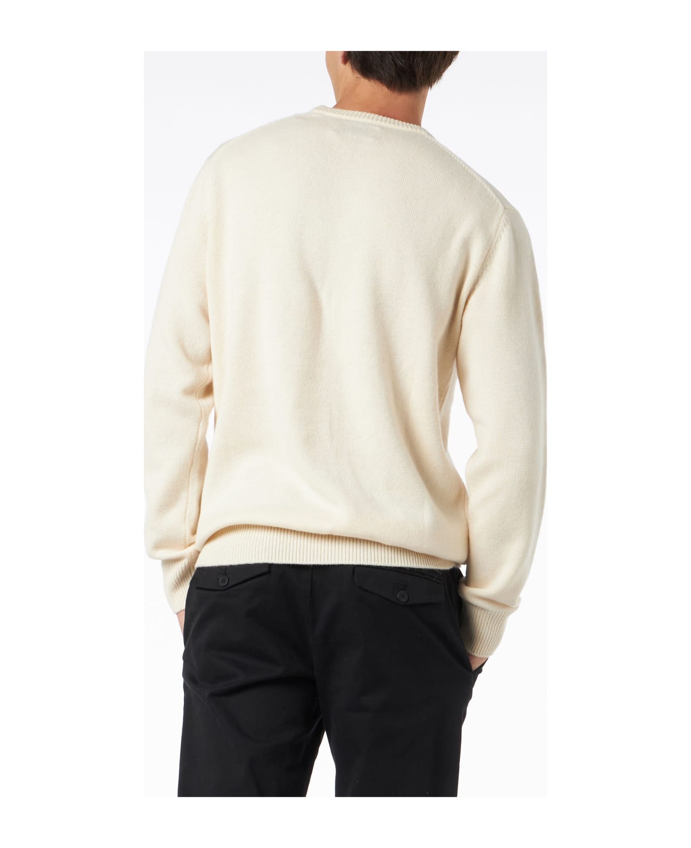 MC2 Saint Barth Man Crewneck Sweater With Christmas In Saint Barth Embroidery - WHITE