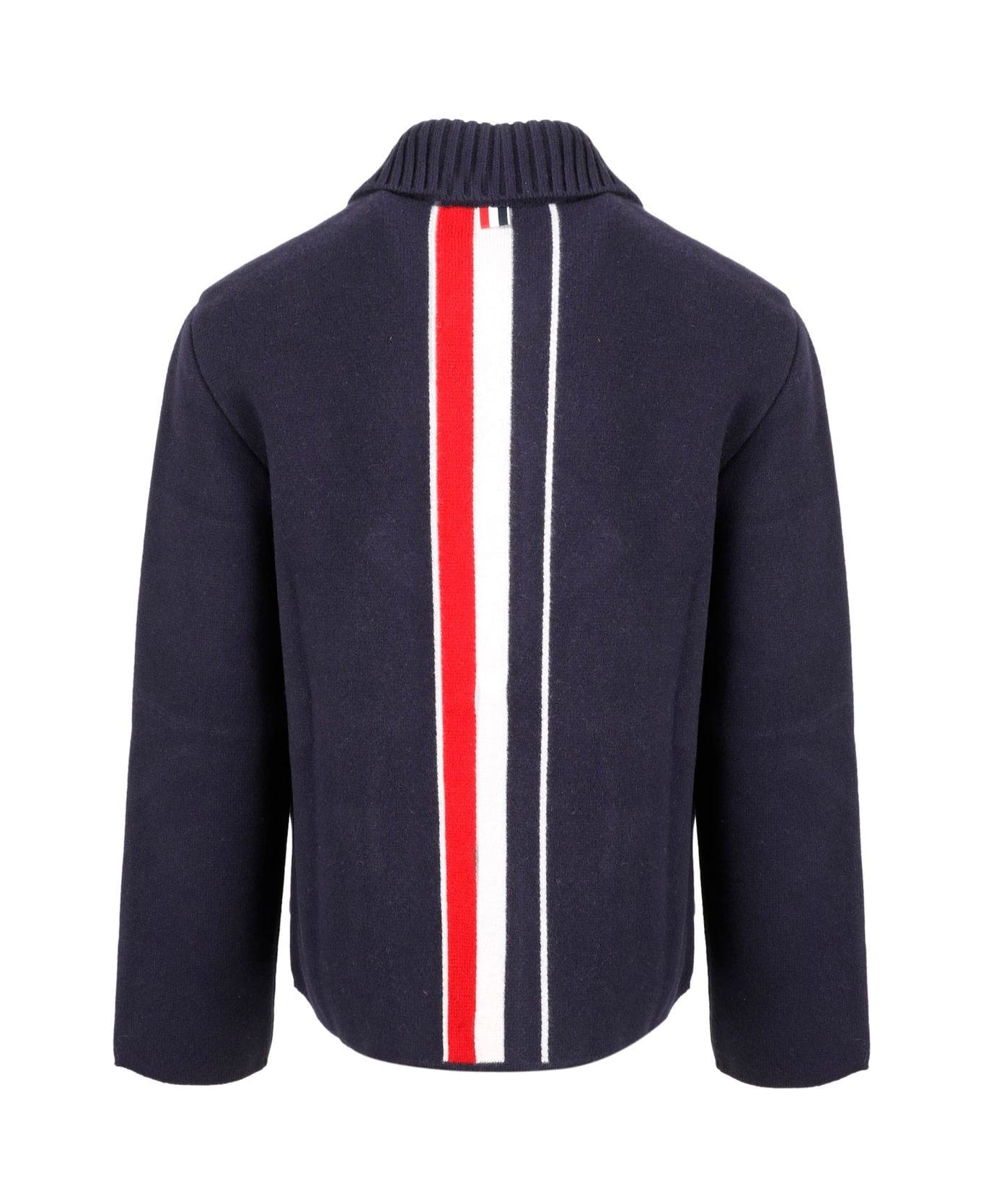 Thom Browne Rwb Striped Buttoned Jacket - Blue ジャケット