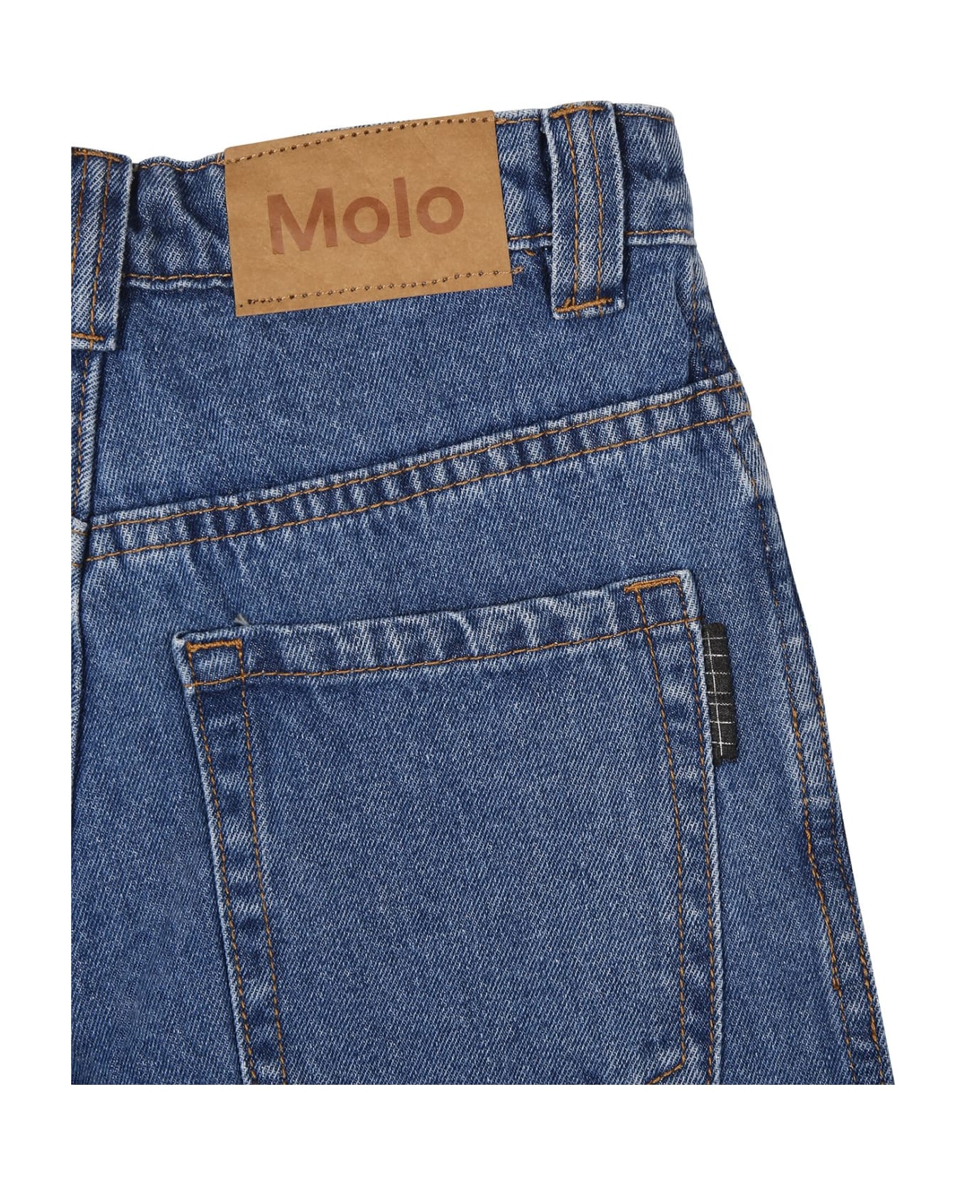 Molo Blue Jeans For Boy With Logo - Denim ボトムス