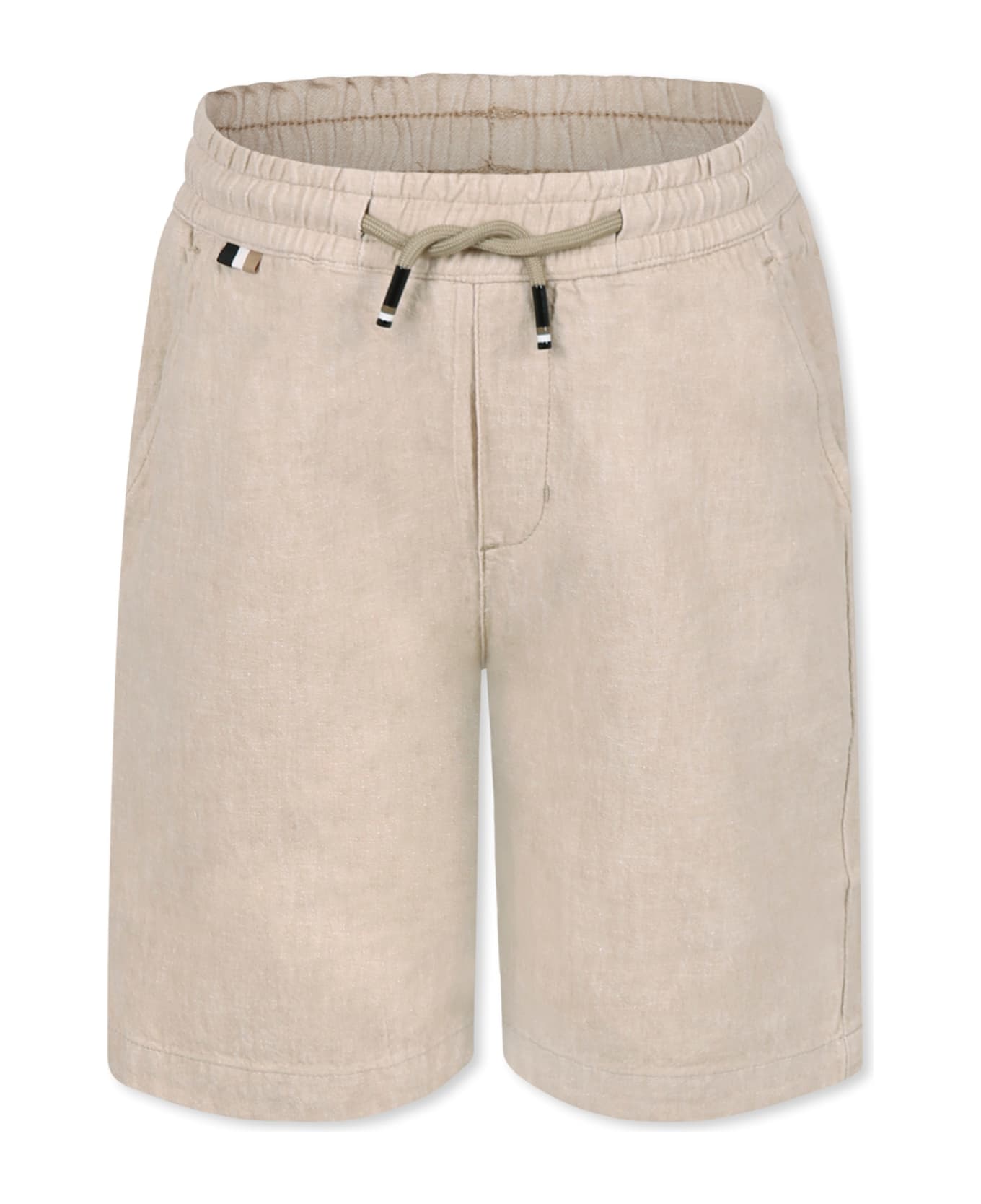 Hugo Boss Beige Shorts For Boy With Logo - Beige