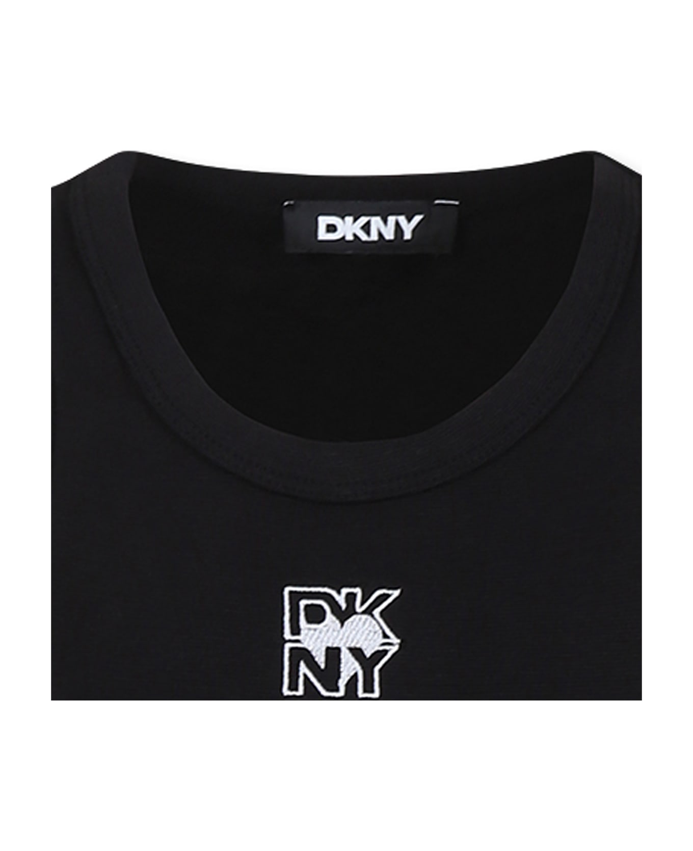 DKNY Black Tank Top For Girl With Logo. - Black