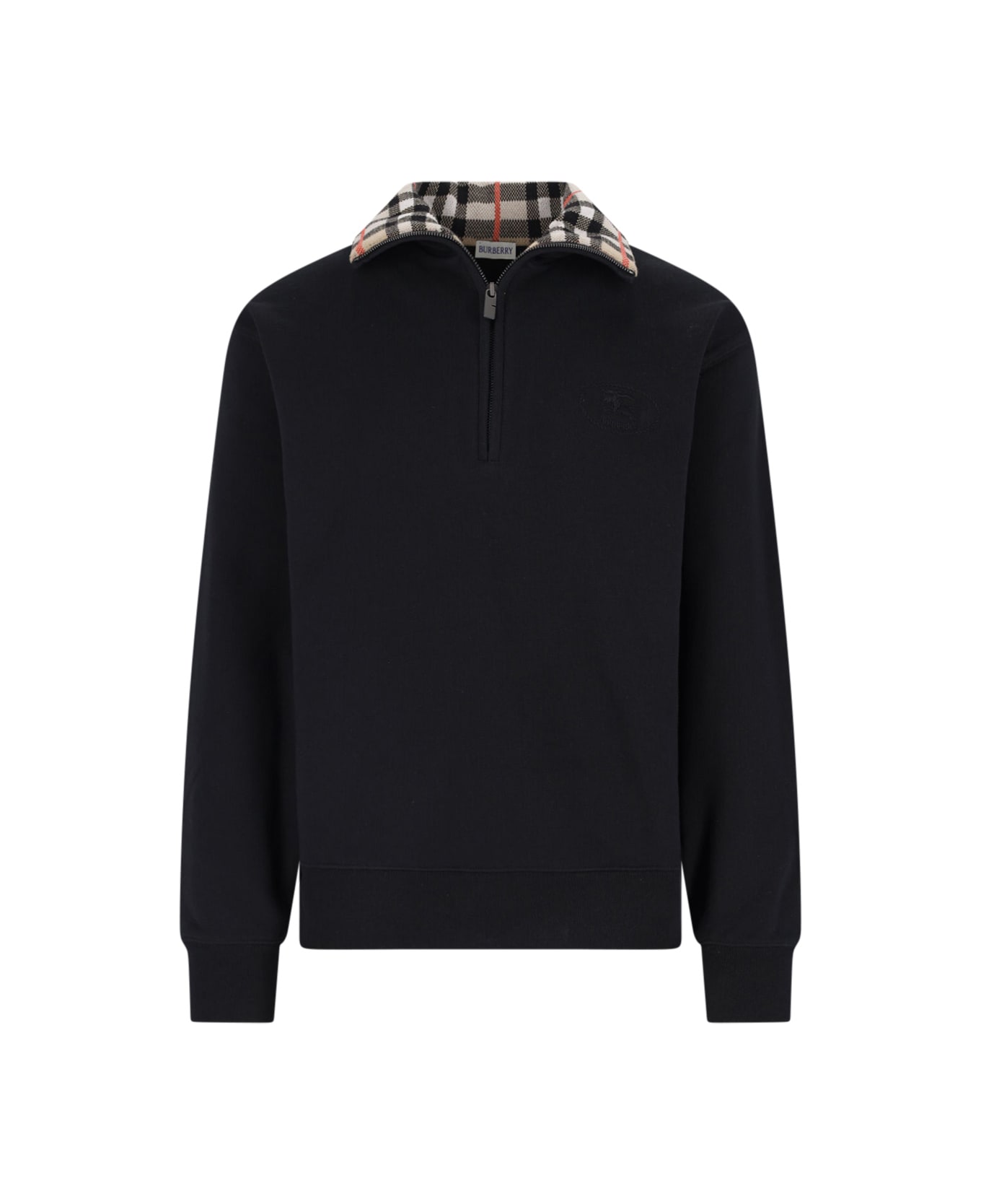Burberry 
check
 Zip Sweater - Black
