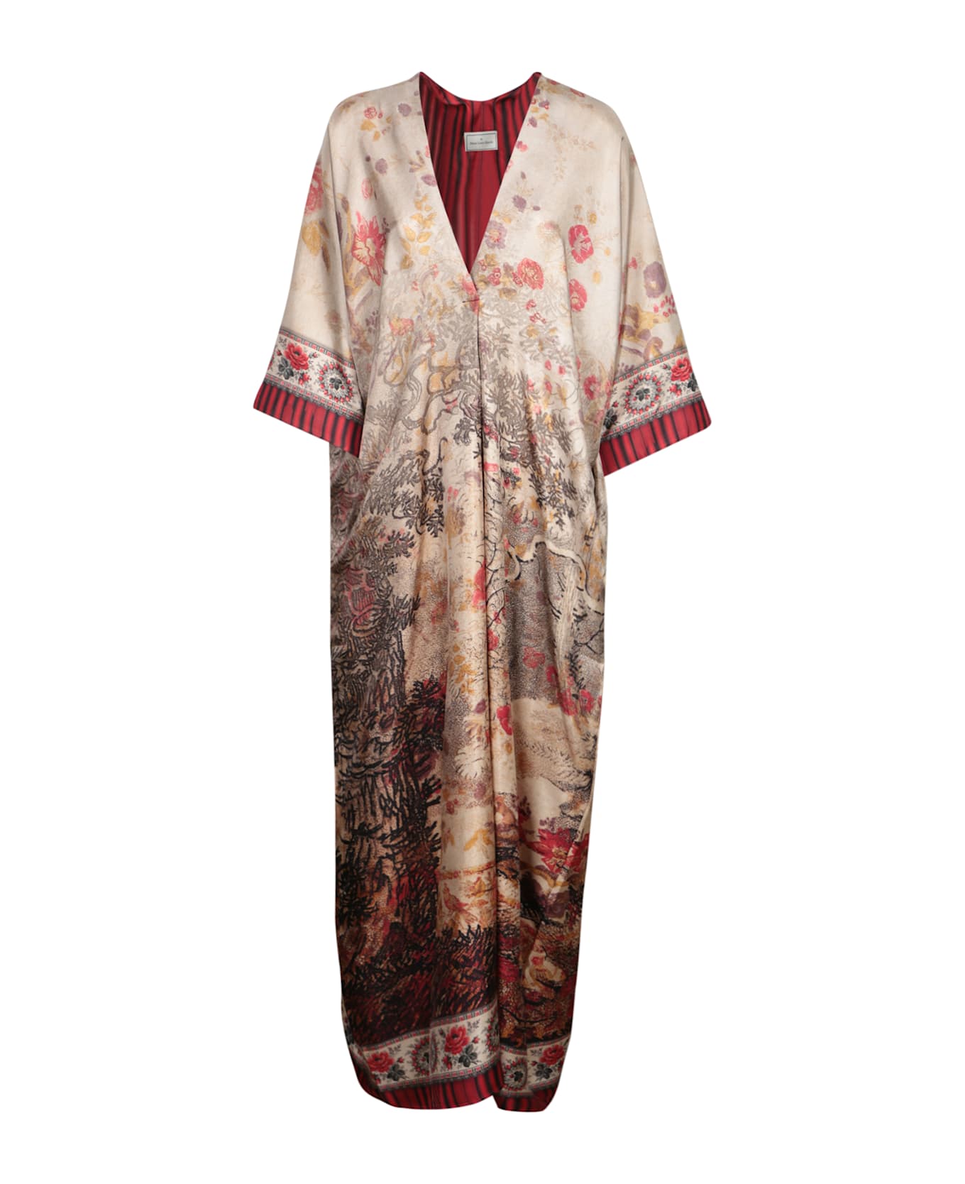 Pierre-Louis Mascia Beige Red Long Dress - Beige