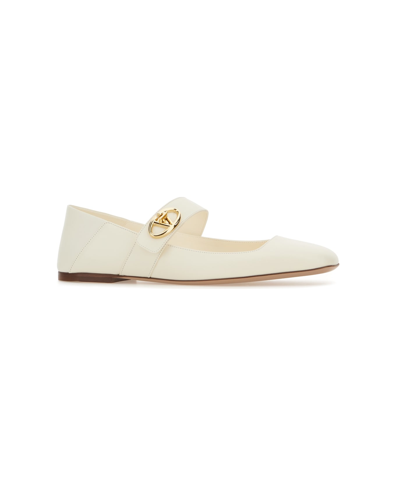 Valentino Garavani Ivory Leather Ballerinas - IVORY