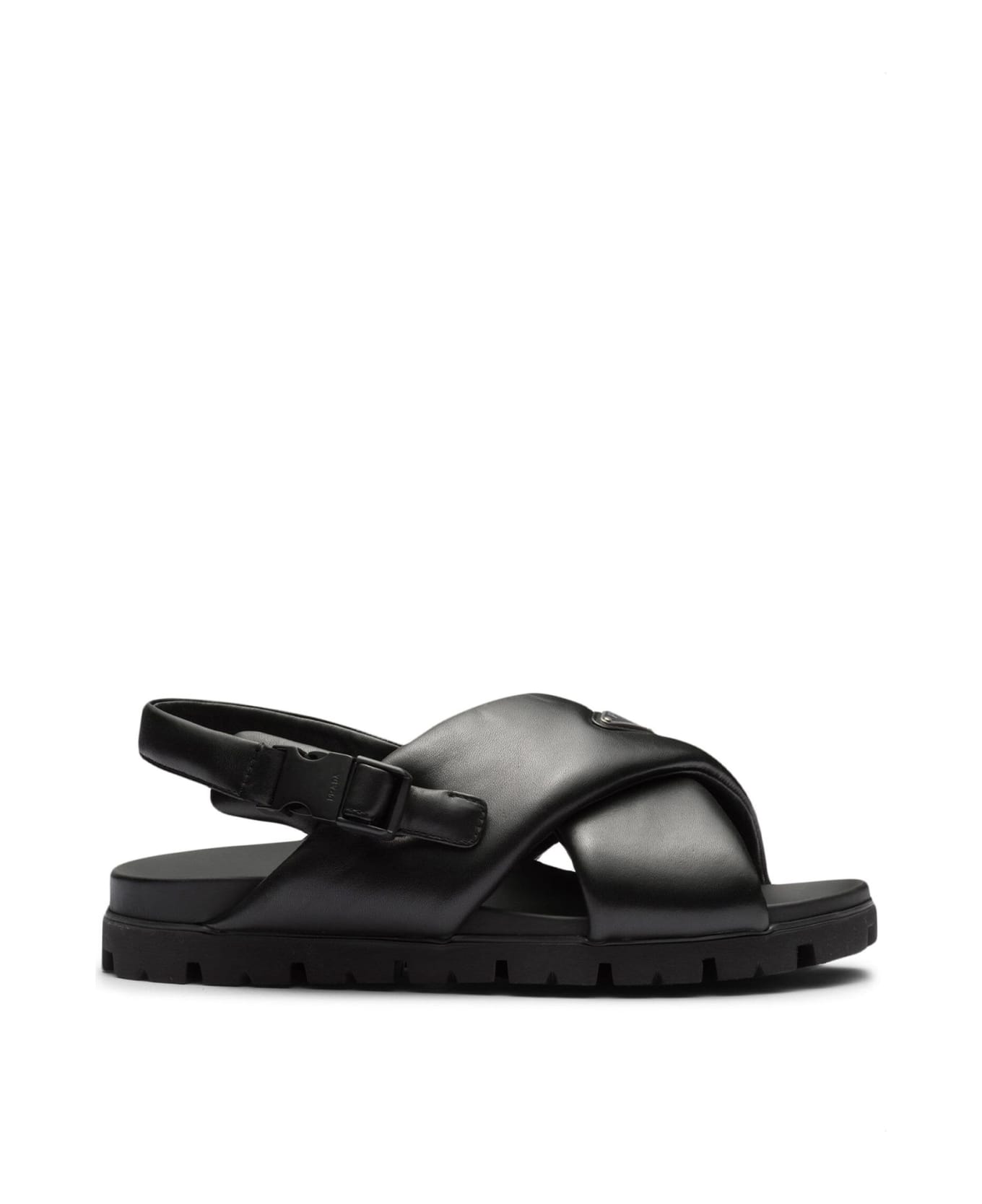 Prada Black Leather Sandal - NERO