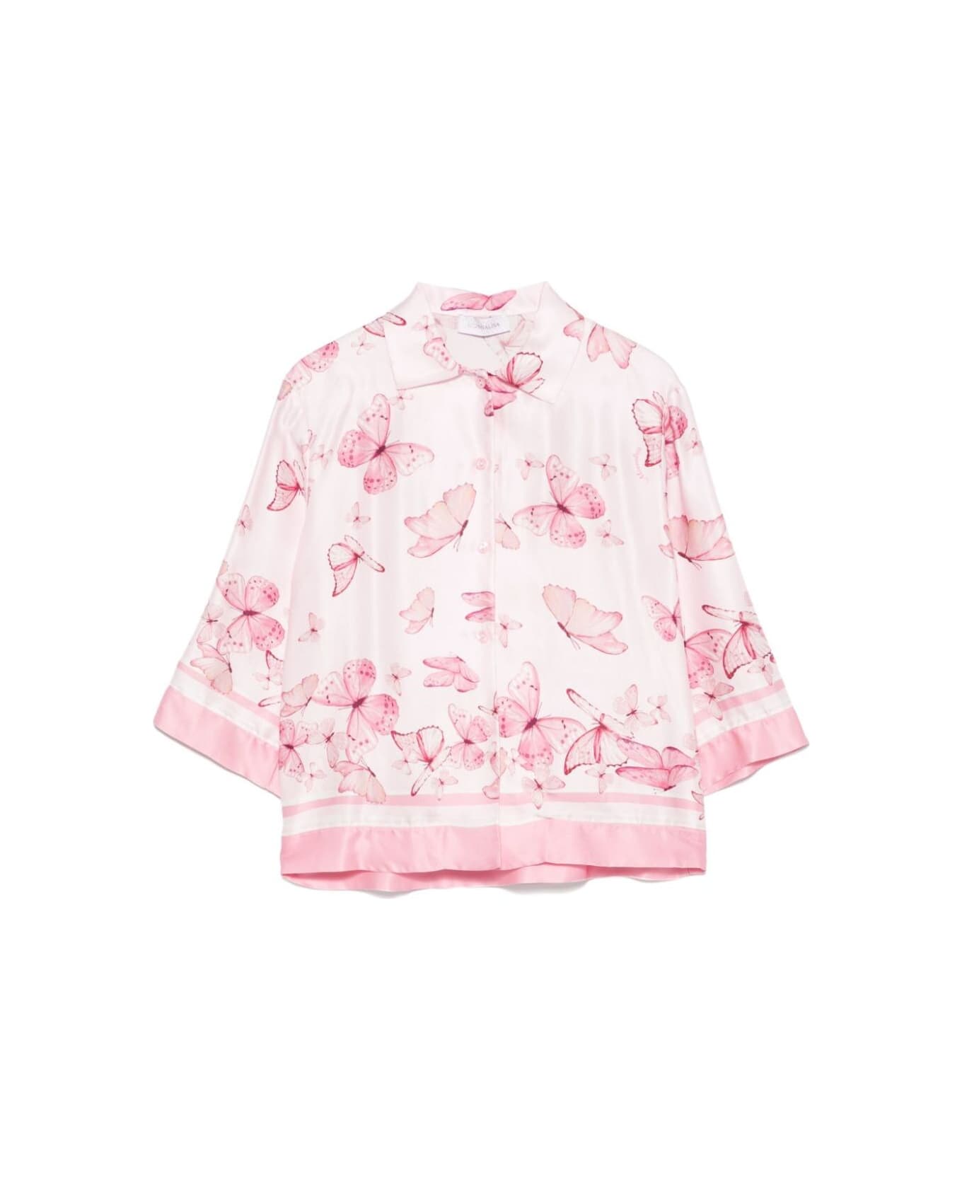 Monnalisa Multicolor Shirt With All-over Butterfly Print In Viscose Girl - Multicolor