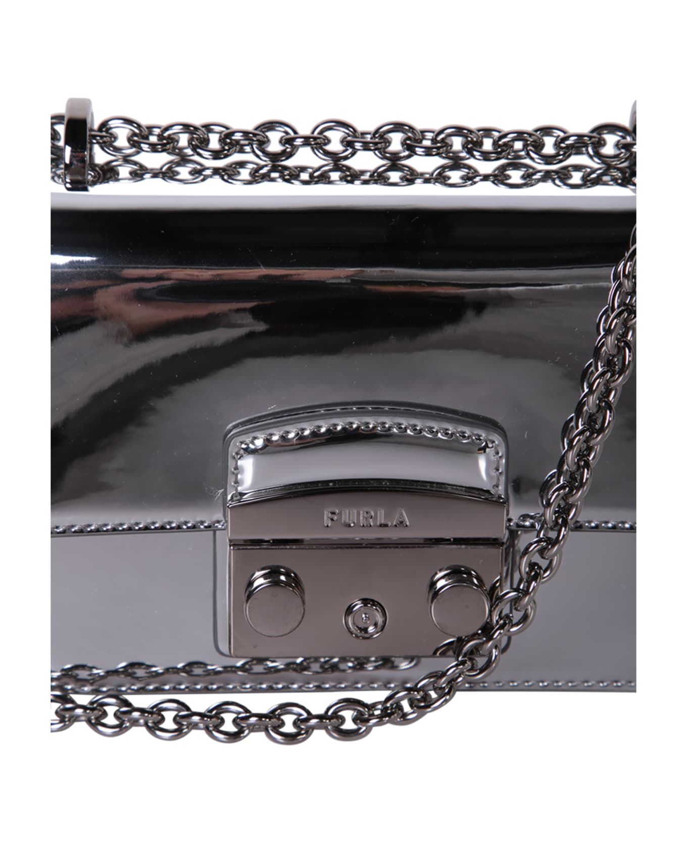 Furla Metropolis Mini Cbody Arg In Mirrored Leather - Metallic