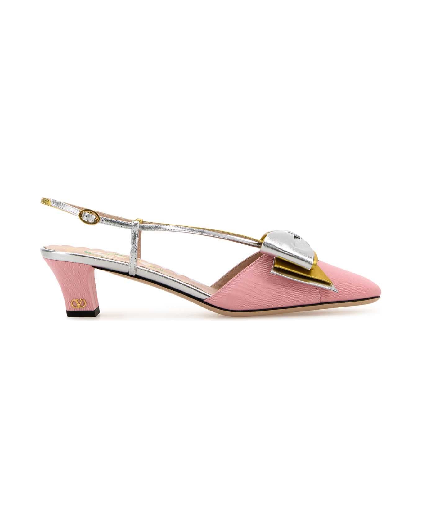 Valentino Garavani Pink Fabric Bowow Pumps - BUBBLESILVEROLDGOLD