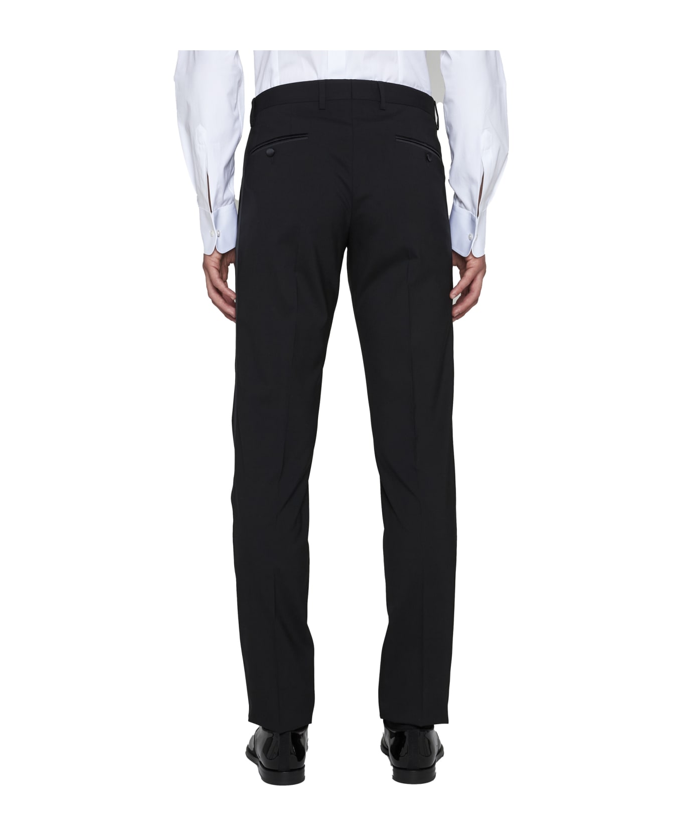 Dolce & Gabbana Stretch Wool Tuxedo Trousers - Nero