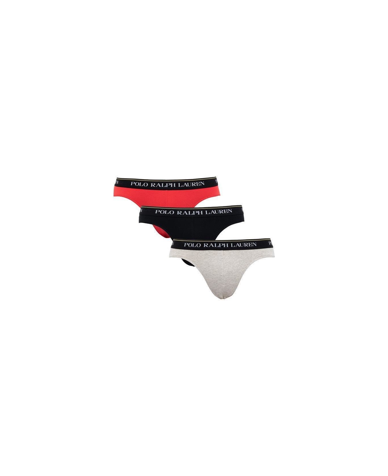 Polo Ralph Lauren Logo Band Three-pack Briefs - Black/red reef/lt sprt htr