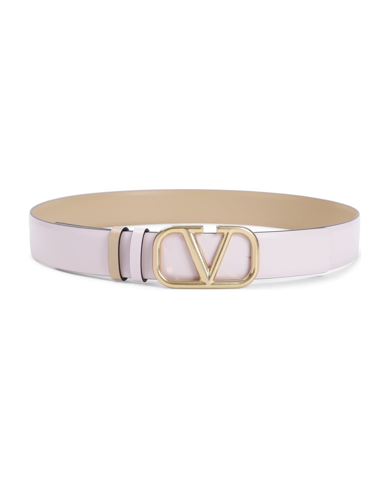 Valentino Garavani Vlogo Signature Reversible Belt - W Rose Quarts Cappuccino