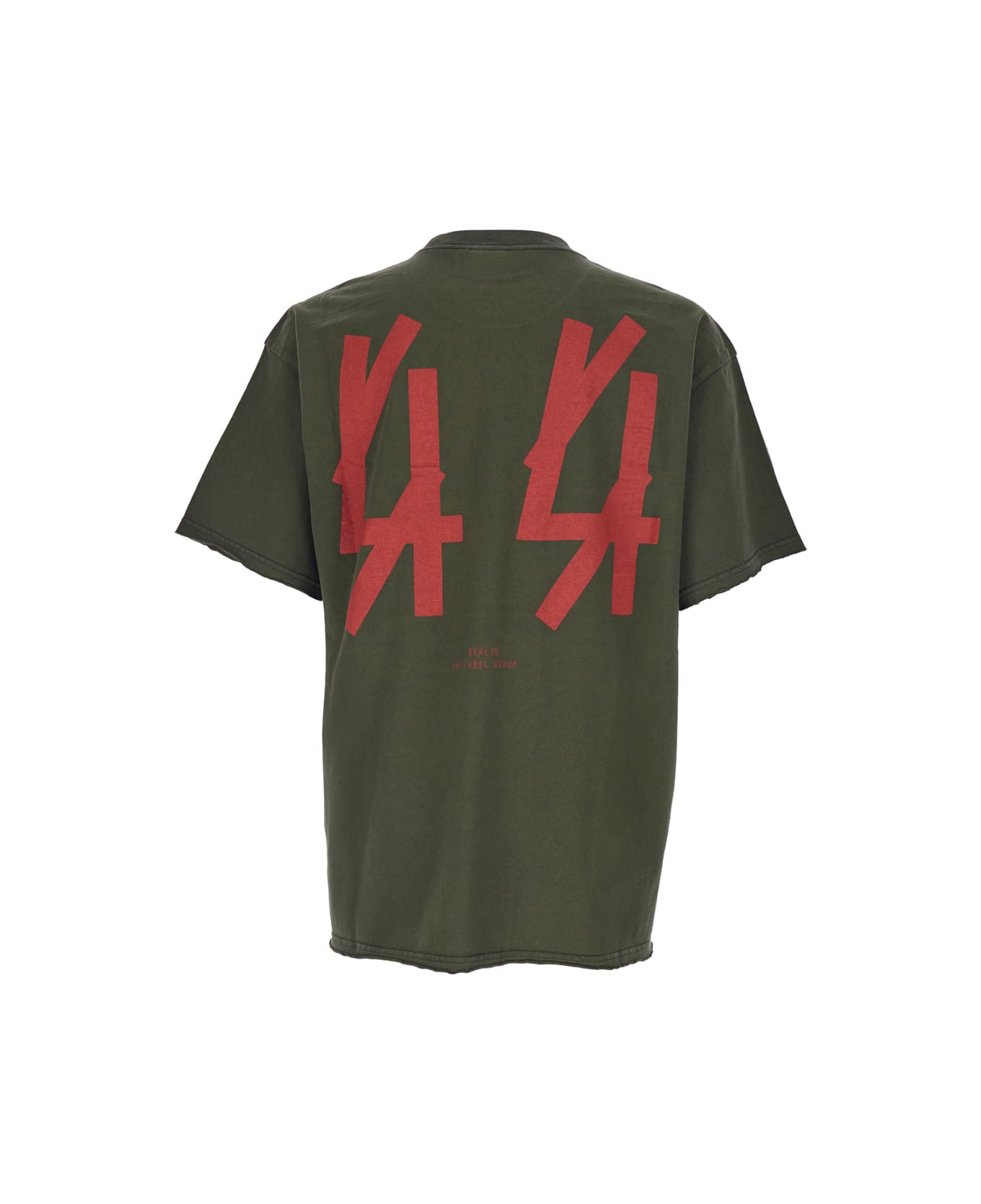 44 Label Group Green Crewneck T-shirt With Dropped Shoulders And Logo Print On Front And Rear In Cotton Man - Green