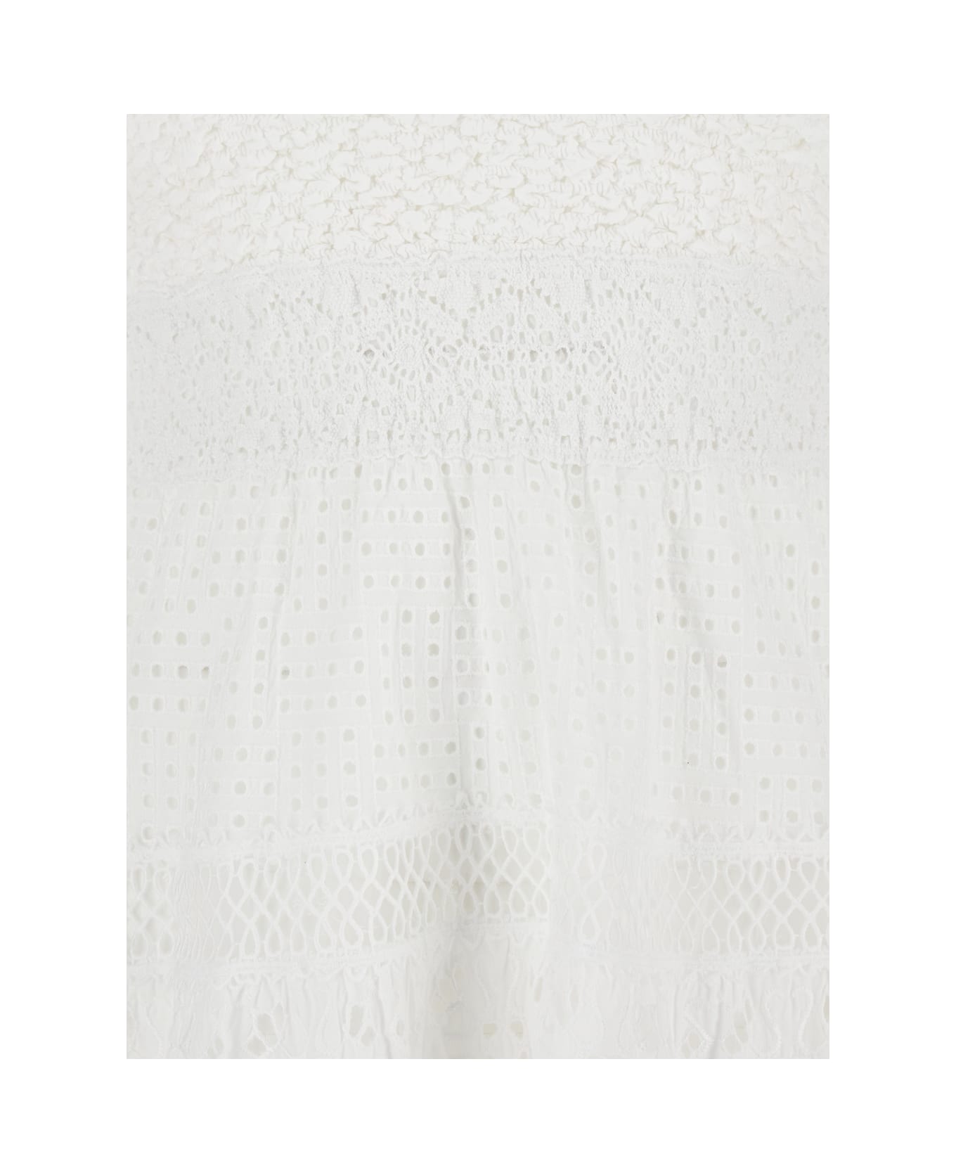 Temptation Positano White Short Embroidered Dress In Cotton Woman - White ワンピース＆ドレス