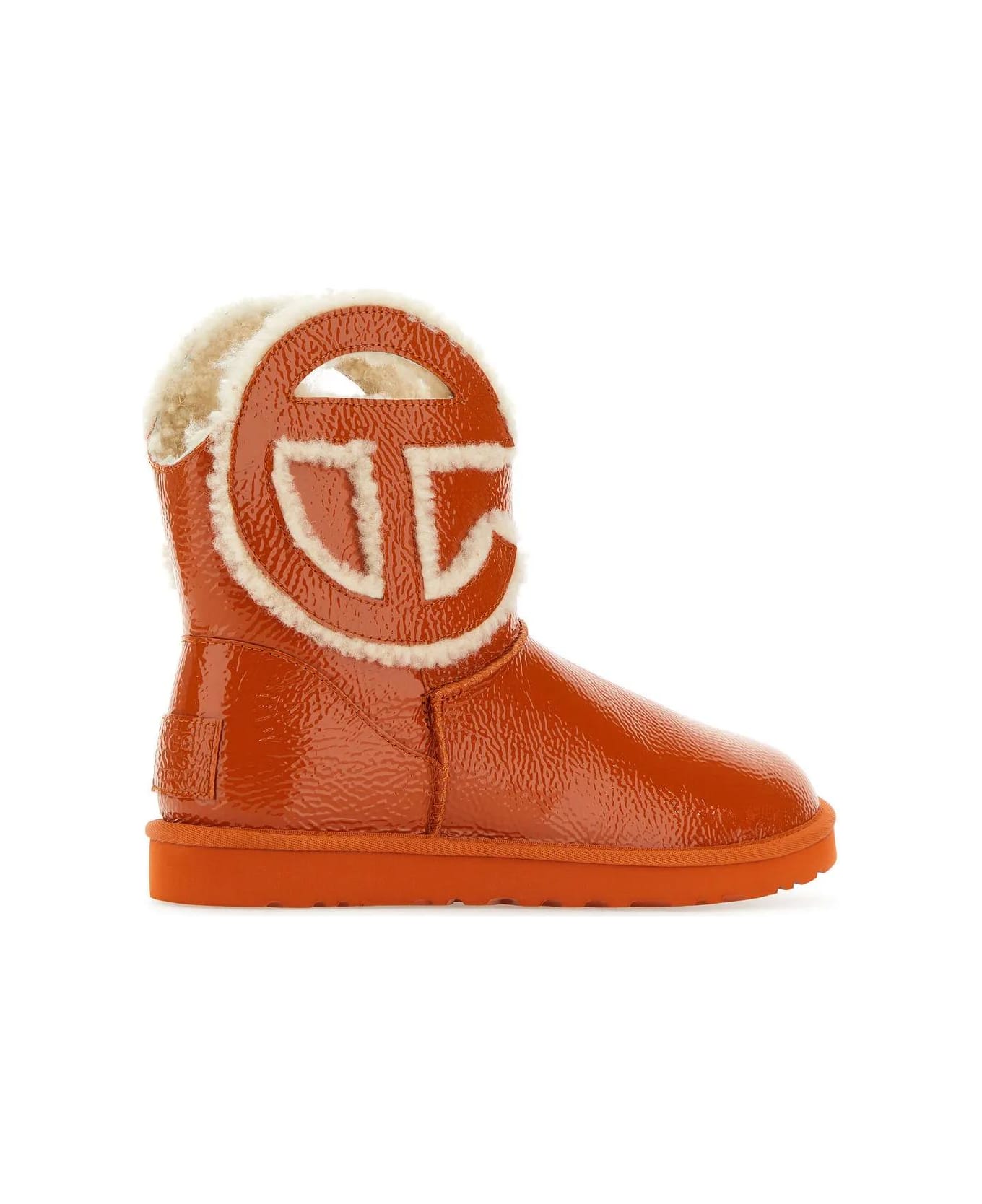 UGG Orange Leather X Telfar Logo Mini Crinkle Ankle Boots - Orange
