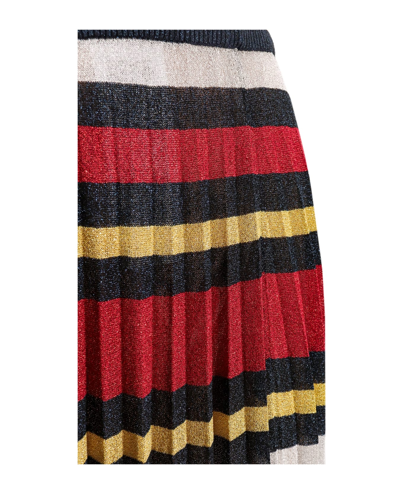 Gucci Mehen Midi Multicolor Pleated Striped Skirt In Lurex Woman - Multicolor