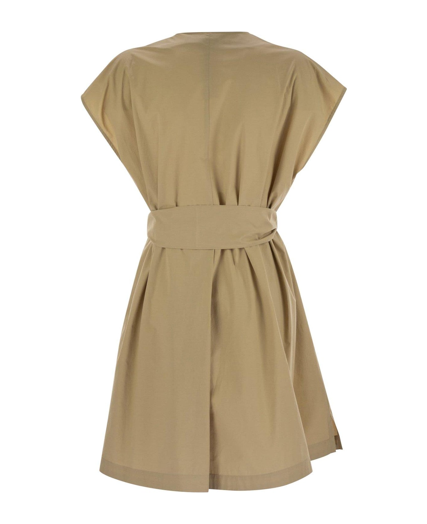 Weekend Max Mara Mitico V-neck Belted Dress - Beige