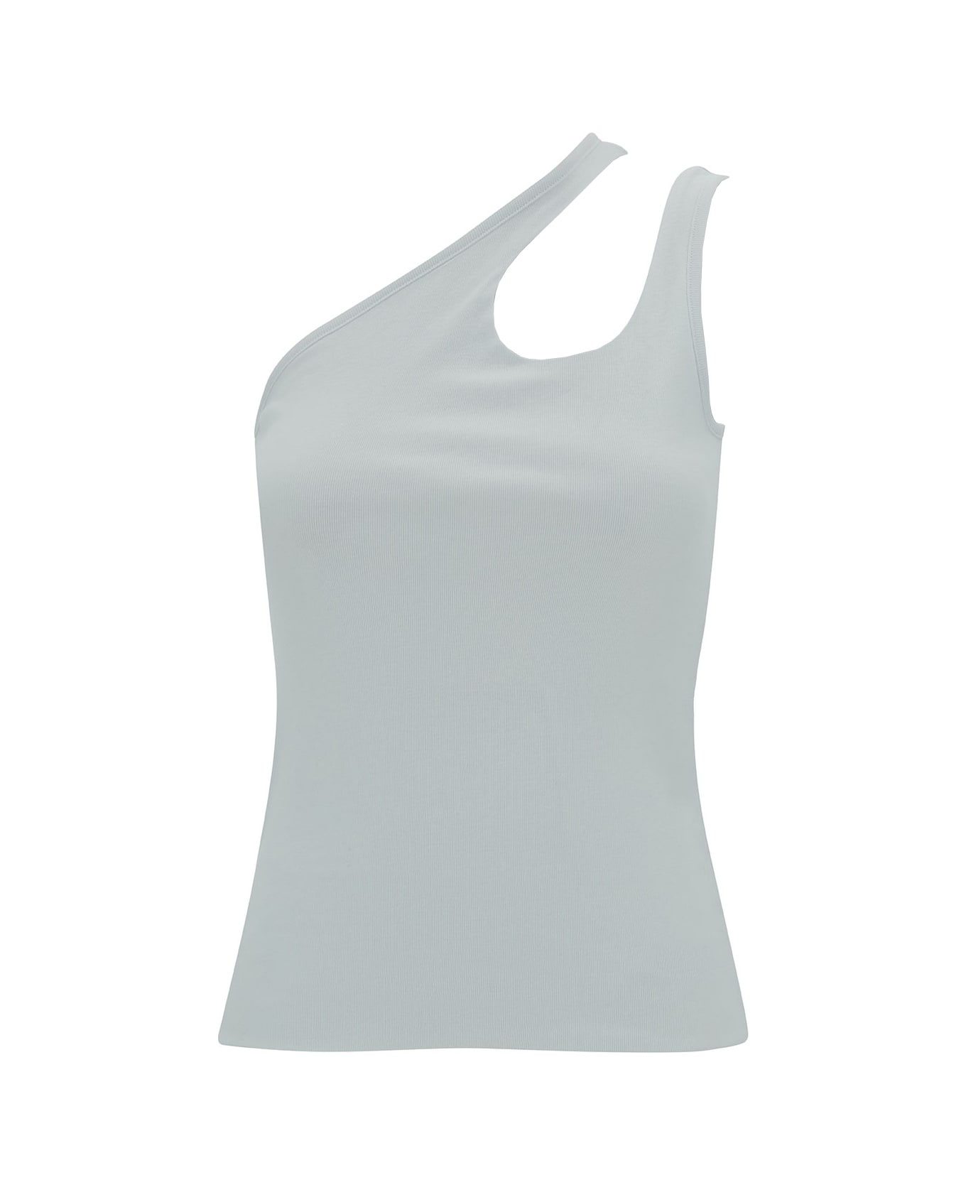 Federica Tosi White One-shoulder Top With Cut-out In Ribbed Cotton Woman - White タンクトップ