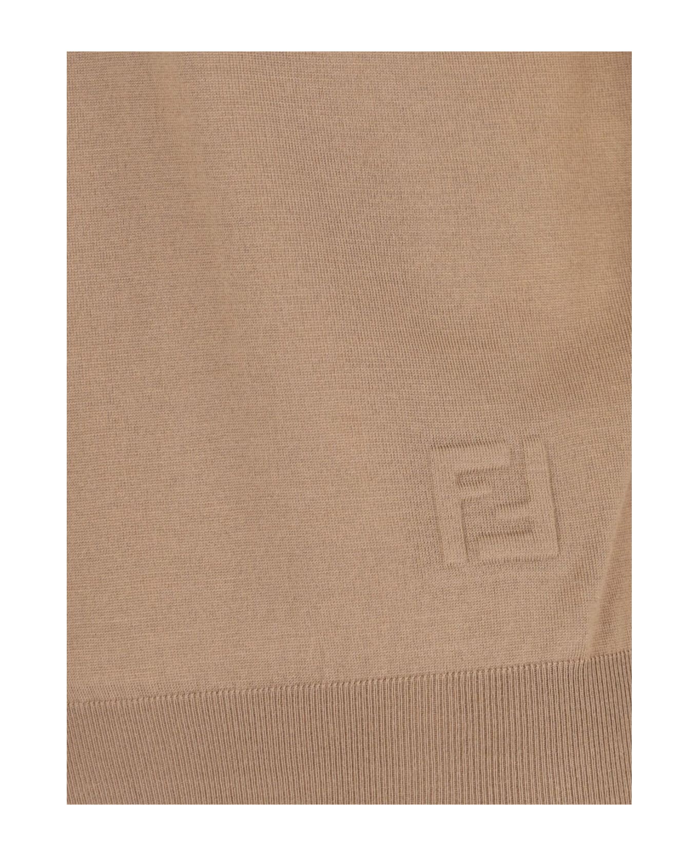 Fendi Logo Knit Polo Shirt - Nut