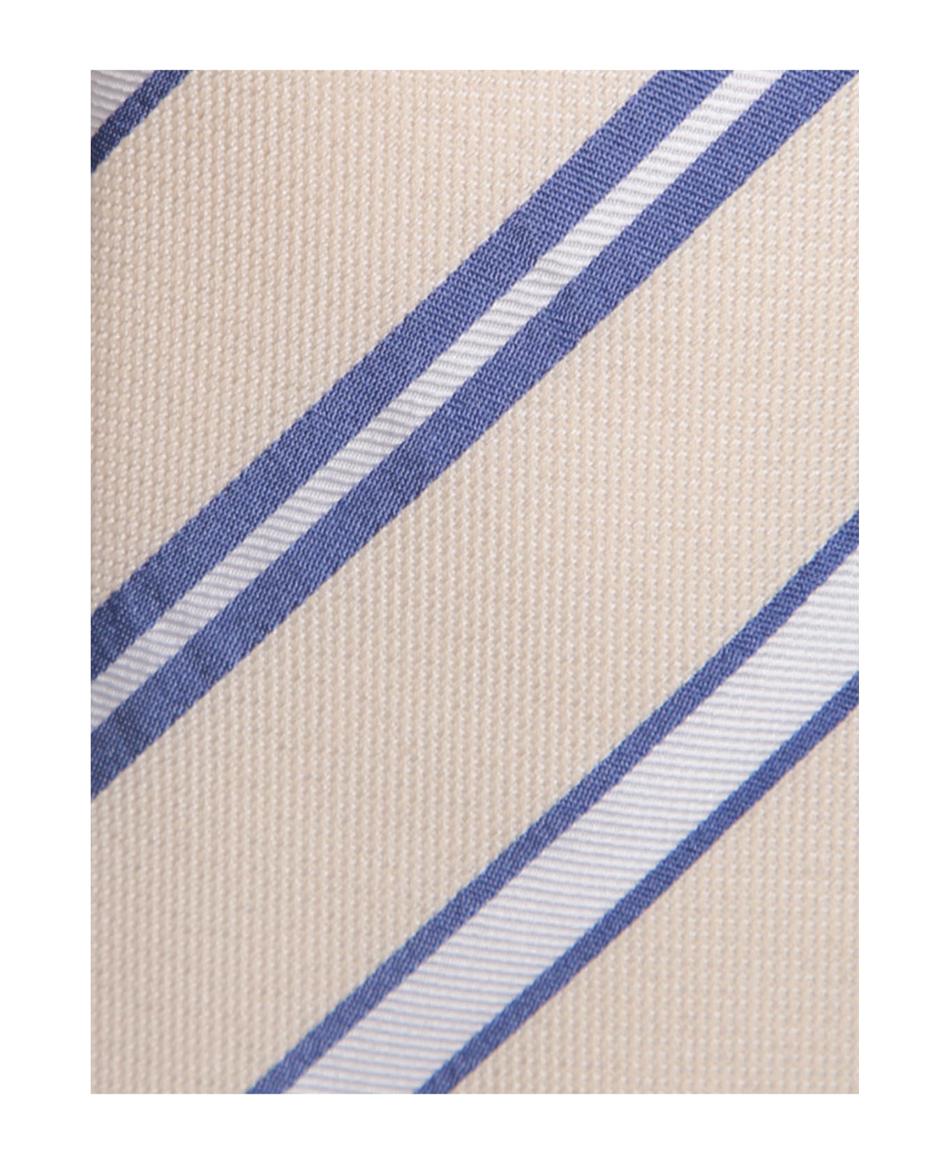 Lardini Cream/blue Regimental Tie - White