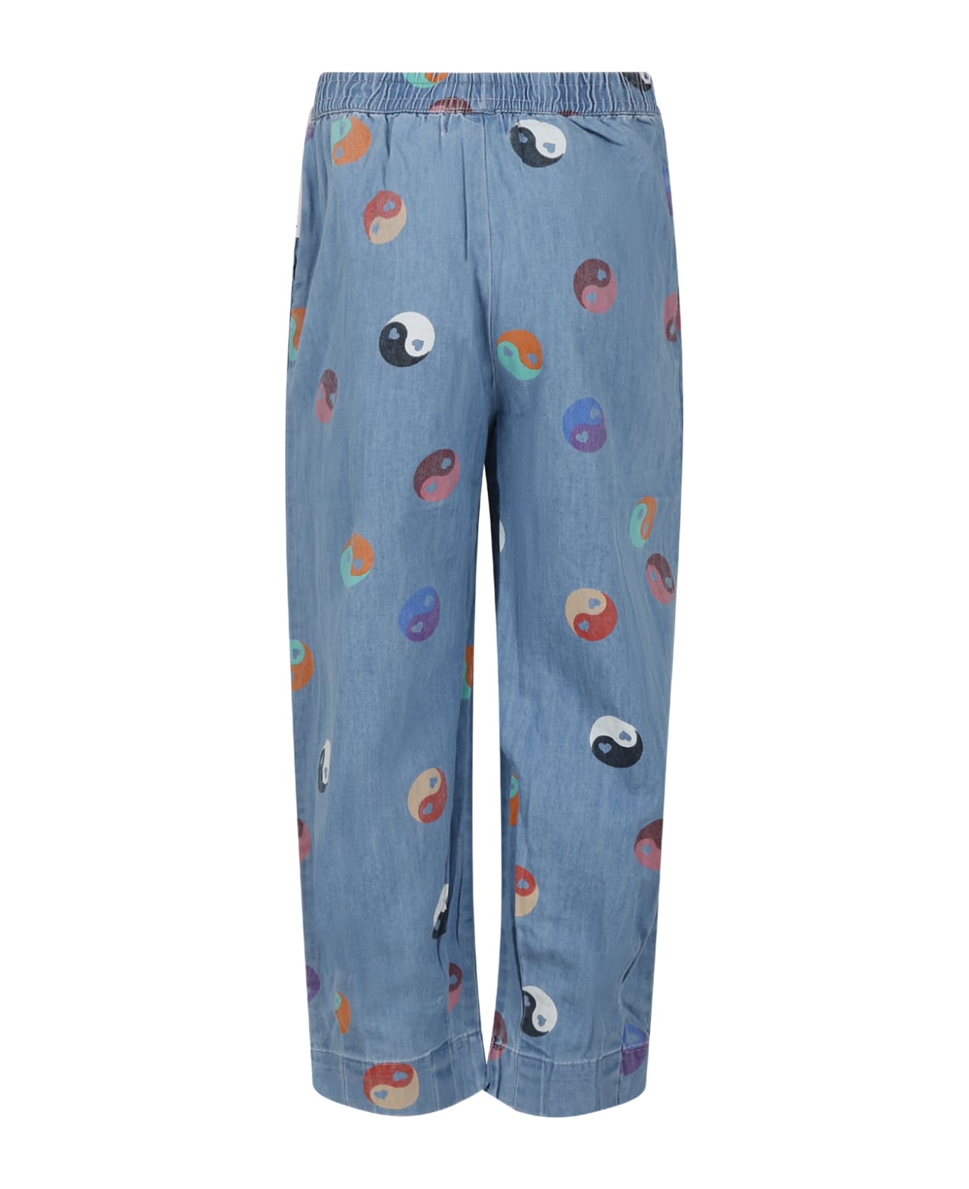 Molo Blue Trousers For Girl With Ying E Yang - Denim ボトムス