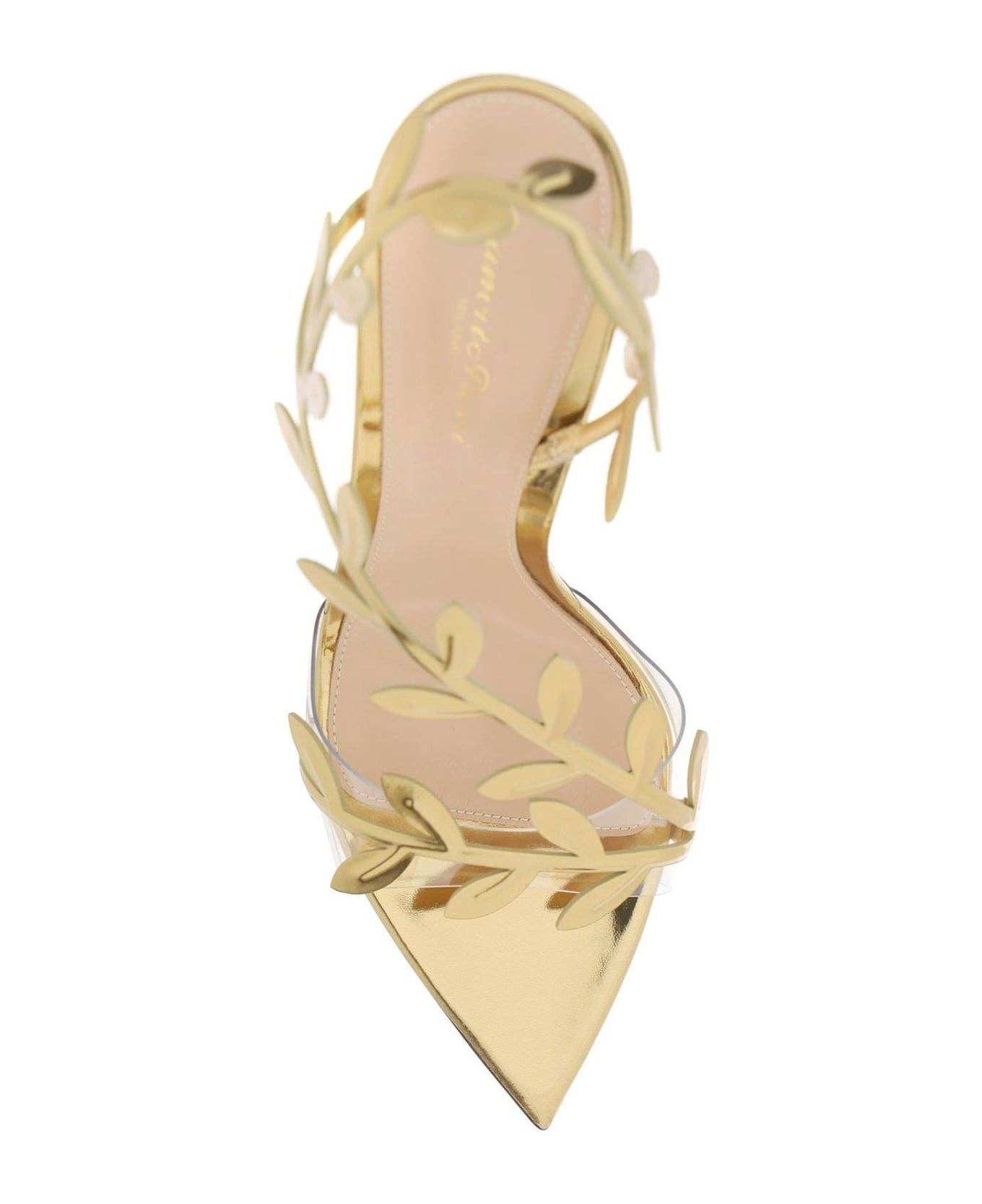 Gianvito Rossi Flavia Leaf Motif Pointed-toe Sandals - Golden