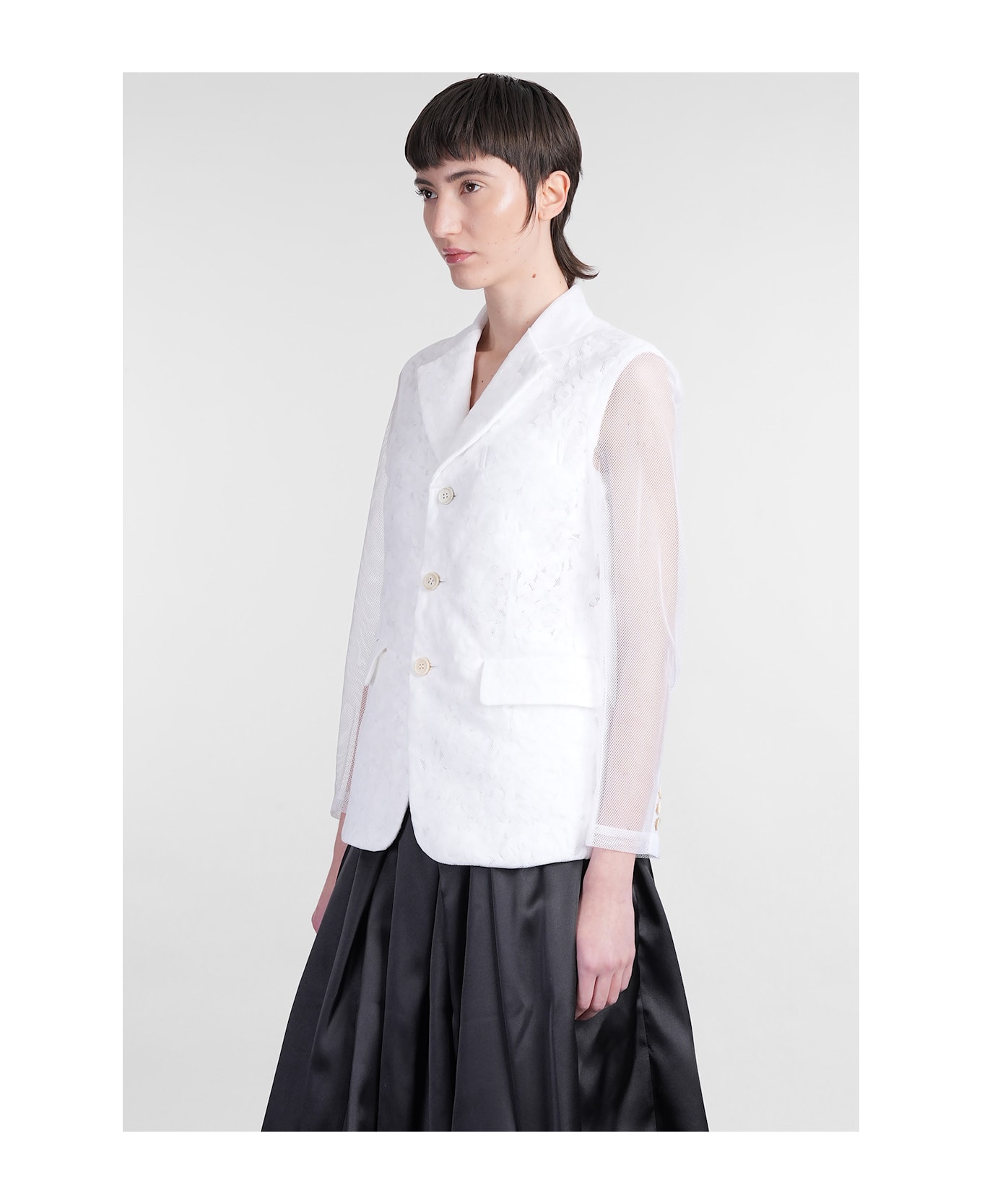 Comme des Garçons Blazer In White Nylon - white