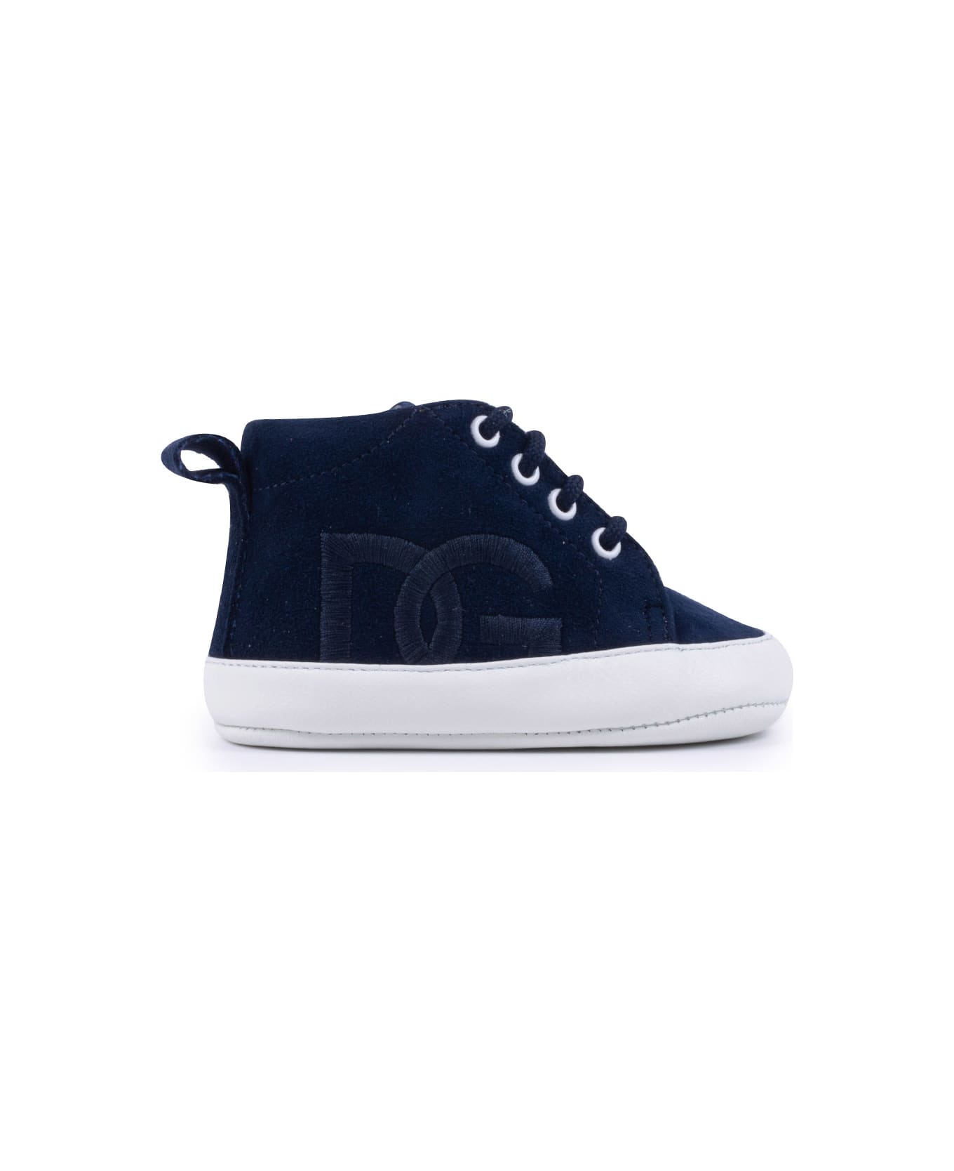 Dolce & Gabbana Suede Sneakers With Dg Logo Embroidery - Blue シューズ
