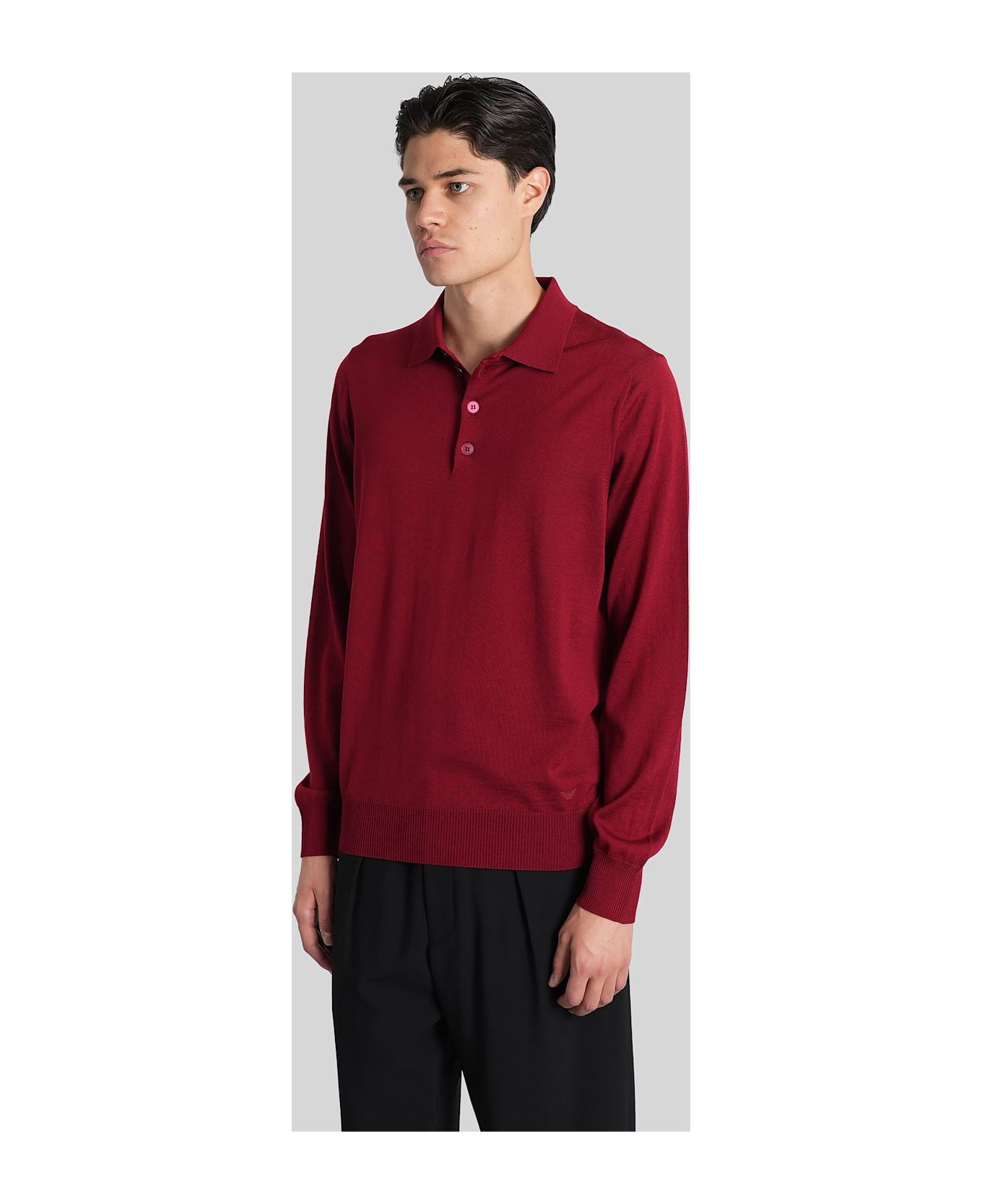 Emporio Armani Polo In Red Wool - red