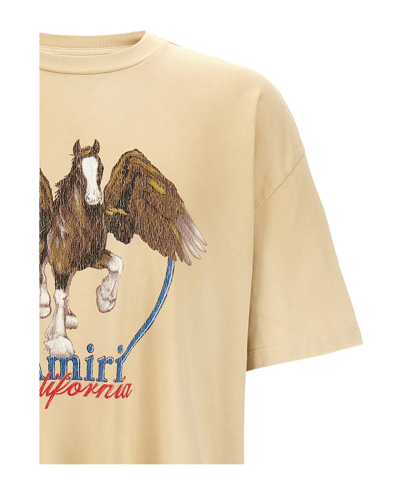 AMIRI "pegasus" Logo T-shirt - Cream