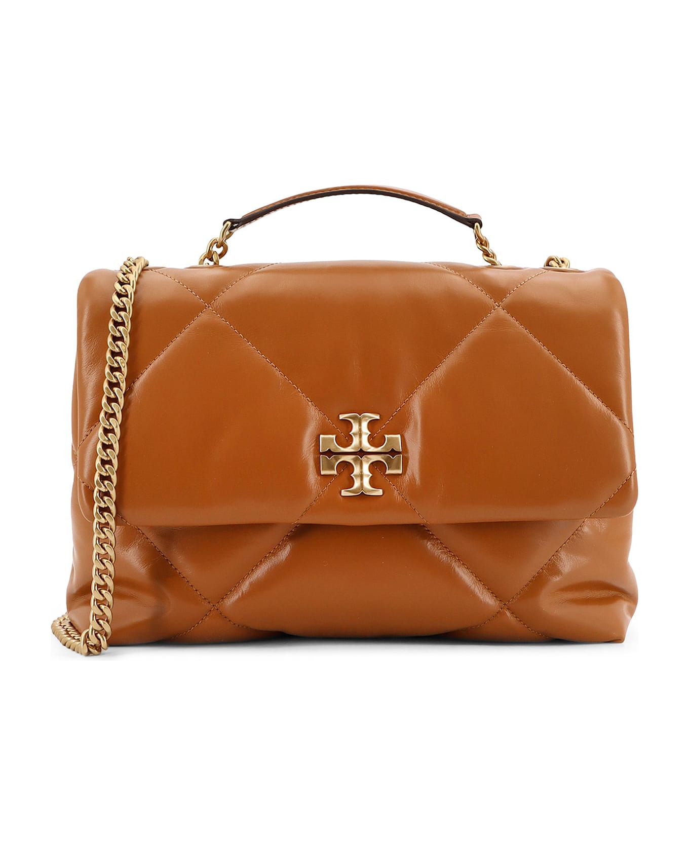 Tory Burch Kira Metelassé Leather Shoulder Bag - CLASSIC CHESTNUT