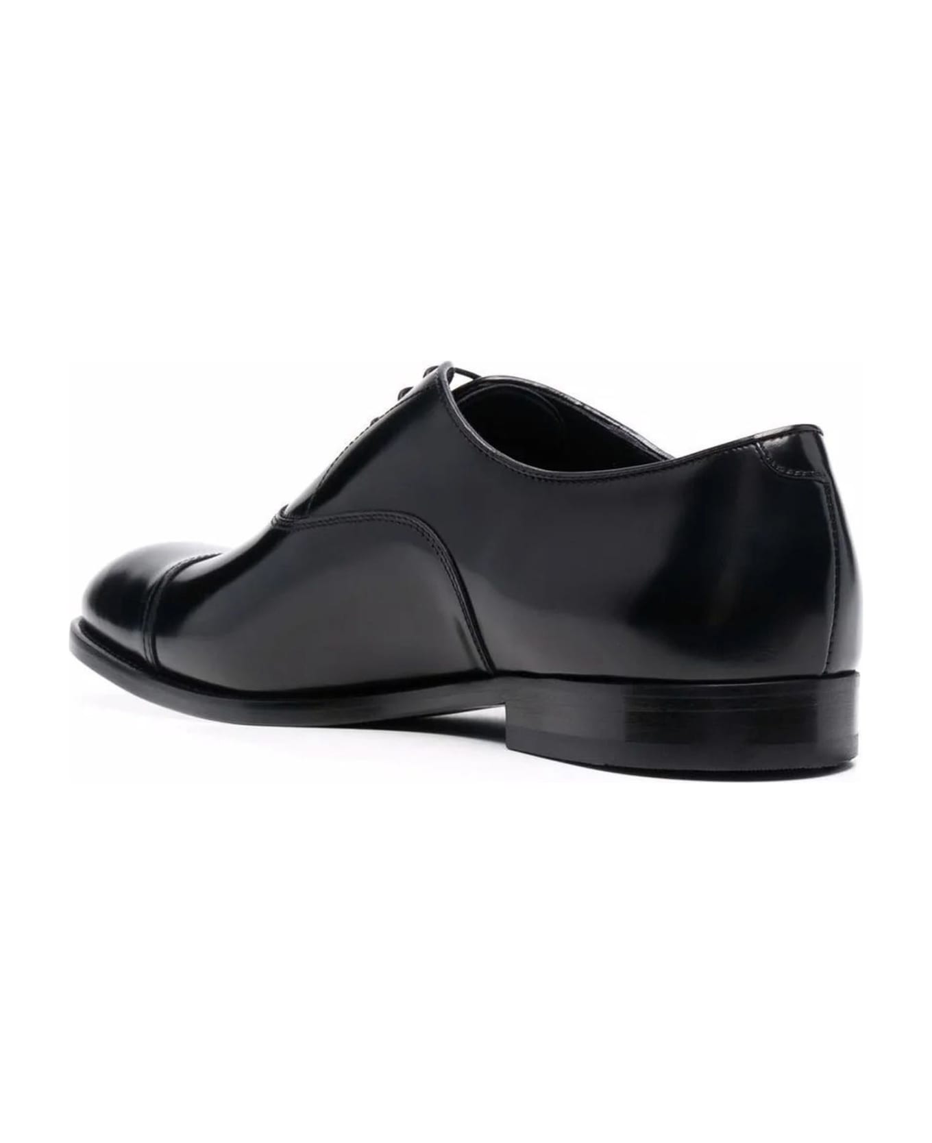 Doucal's Black Leather Lace Up Oxford Shoes - Black ローファー＆デッキシューズ