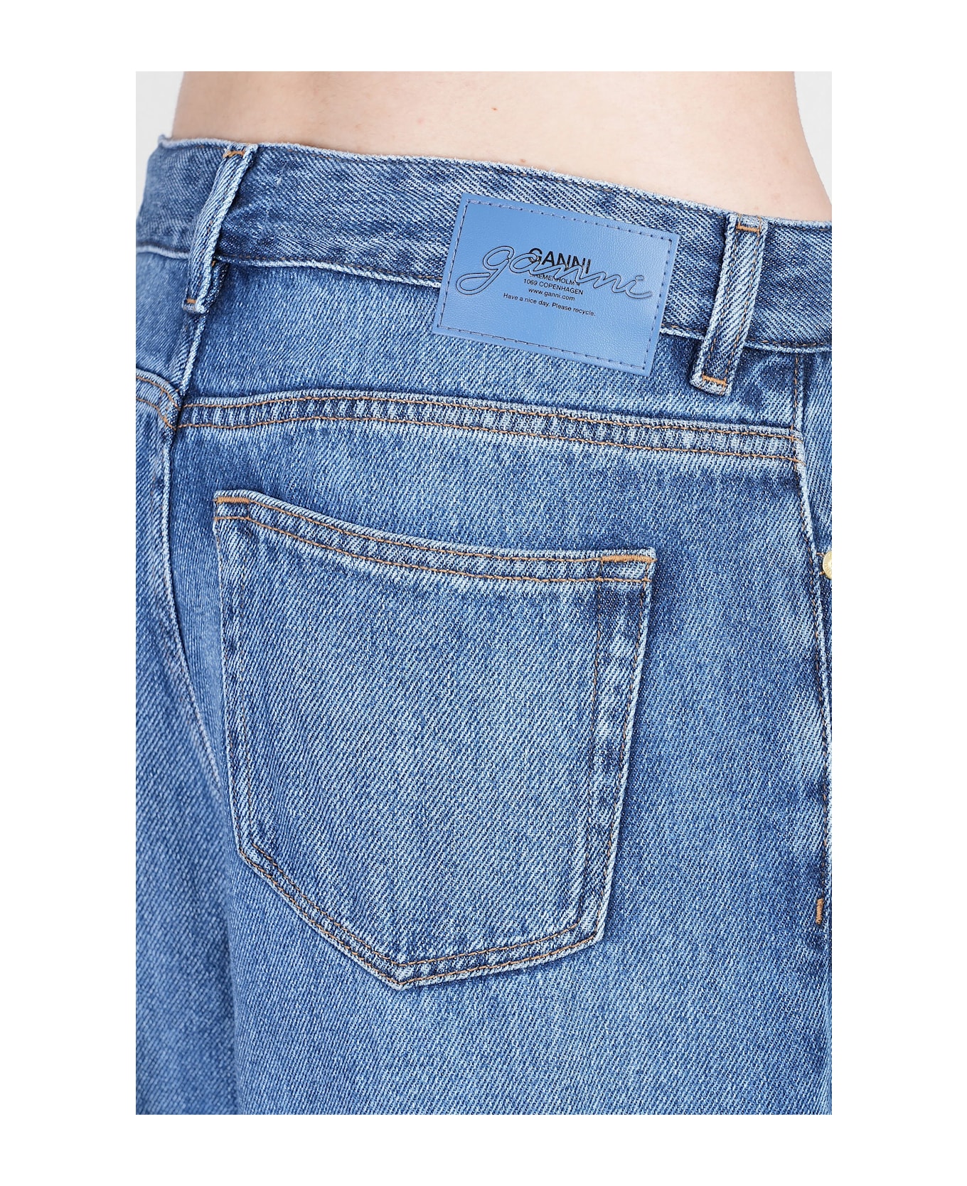 Ganni Jeans In Blue Wool And Polyester - Non definito