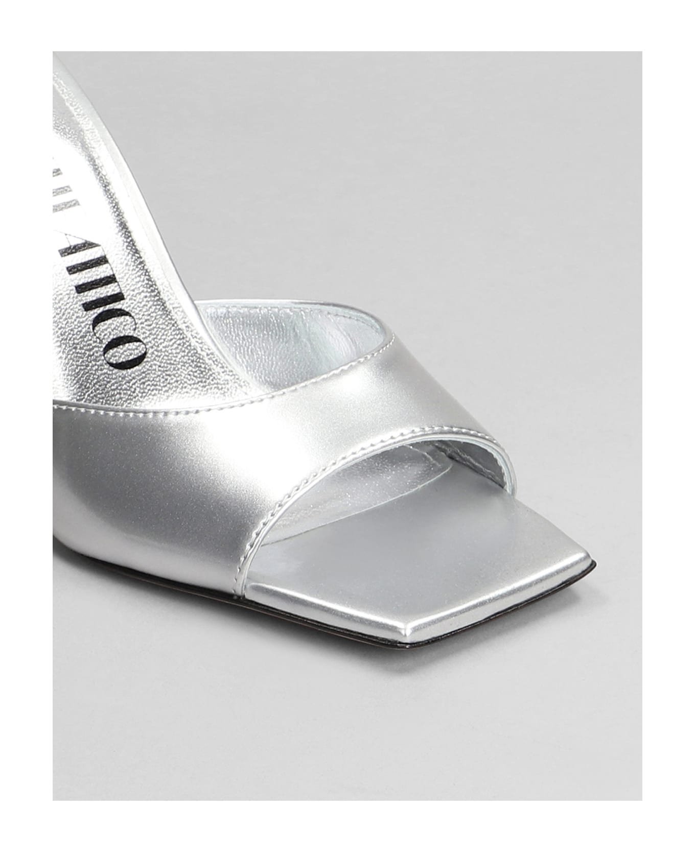 The Attico Mini Devon Slipper-mule In Silver Leather - silver